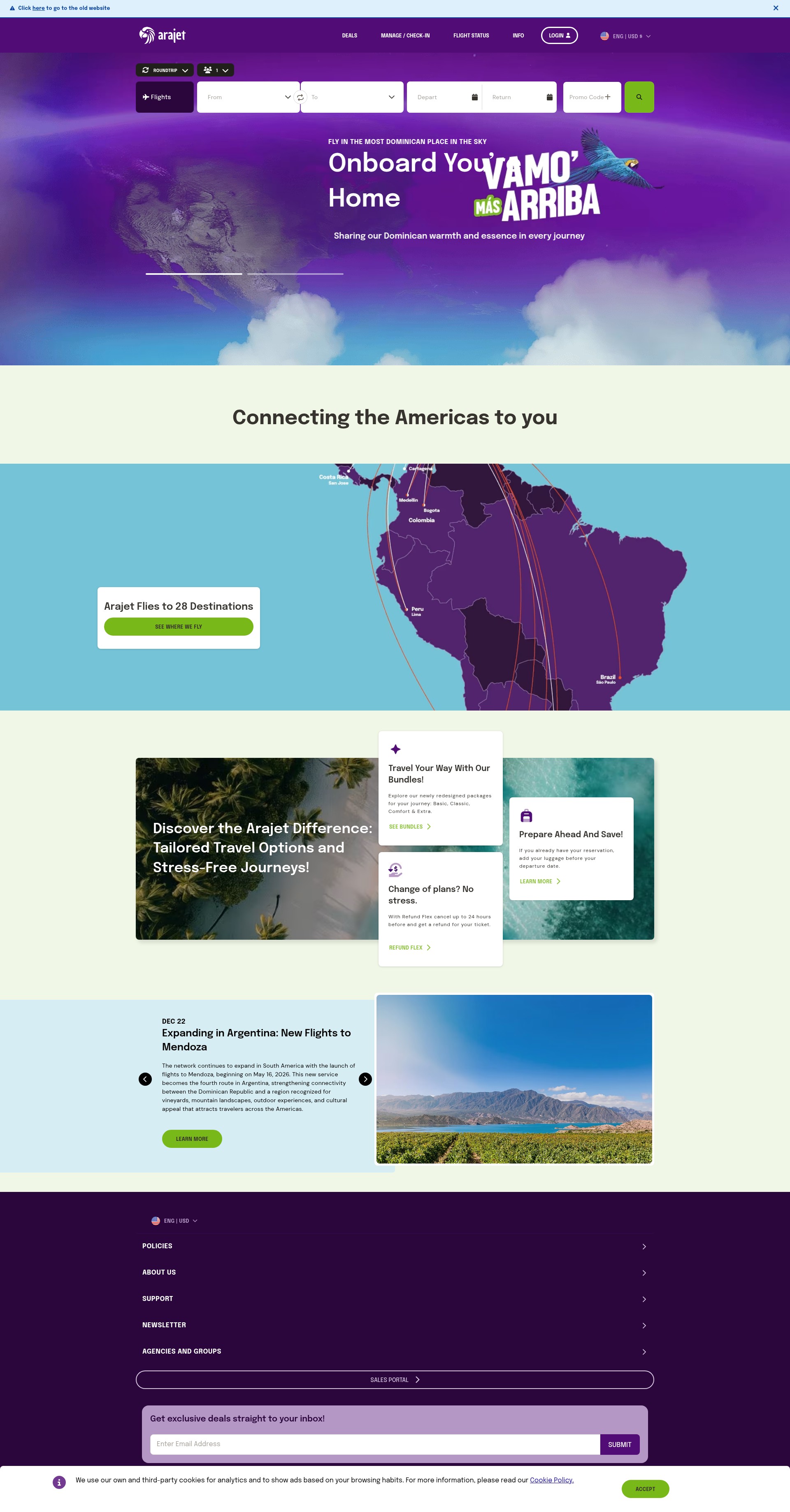 Screenshot of new.arajet.com