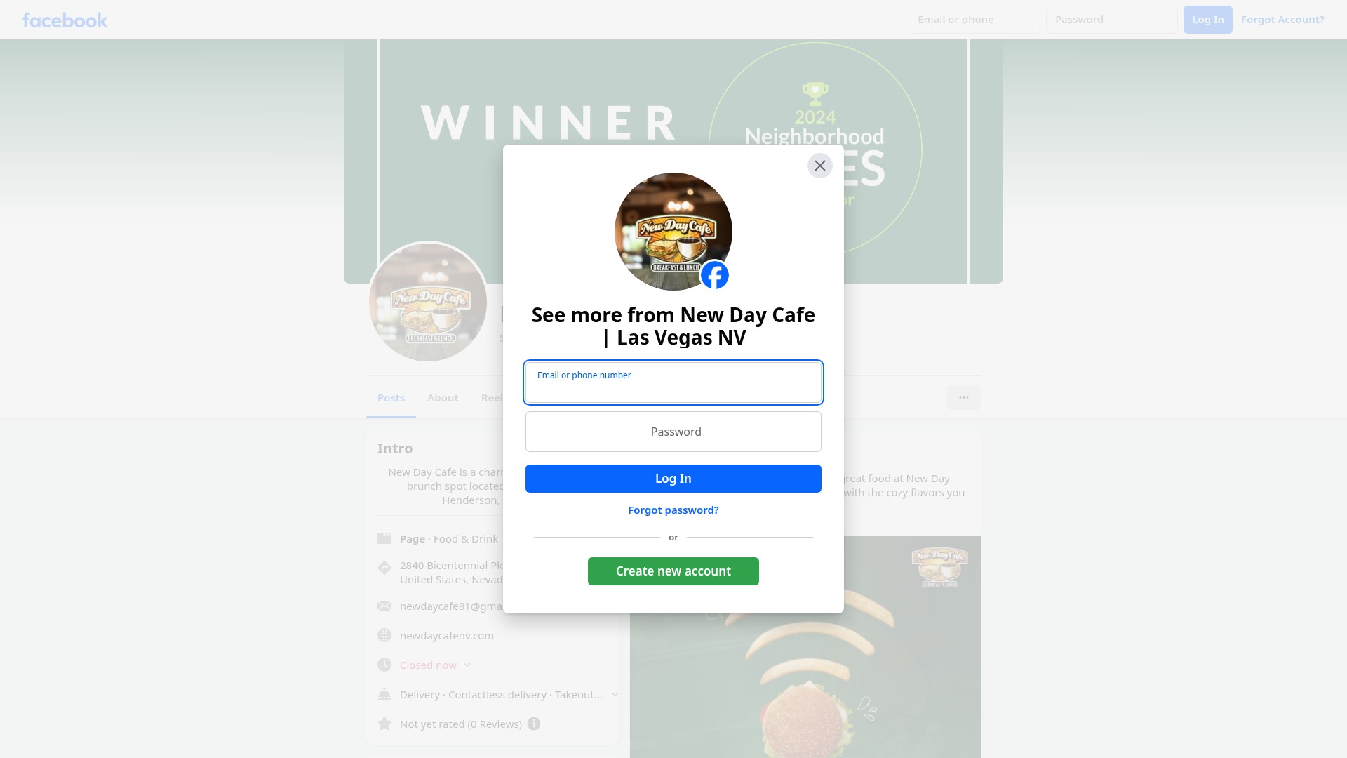 Screenshot of newdaycafe-nv.com