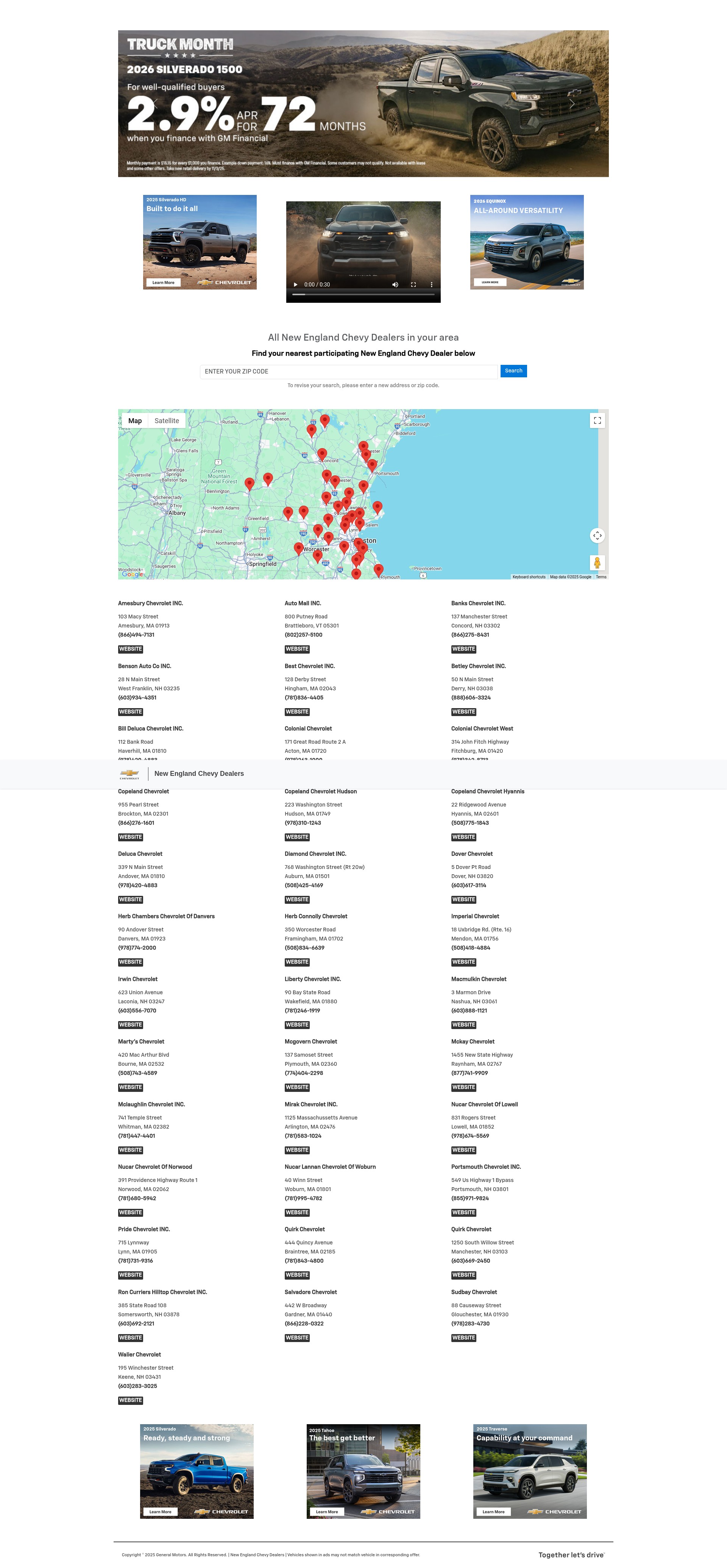 Screenshot of newenglandchevydealers.com
