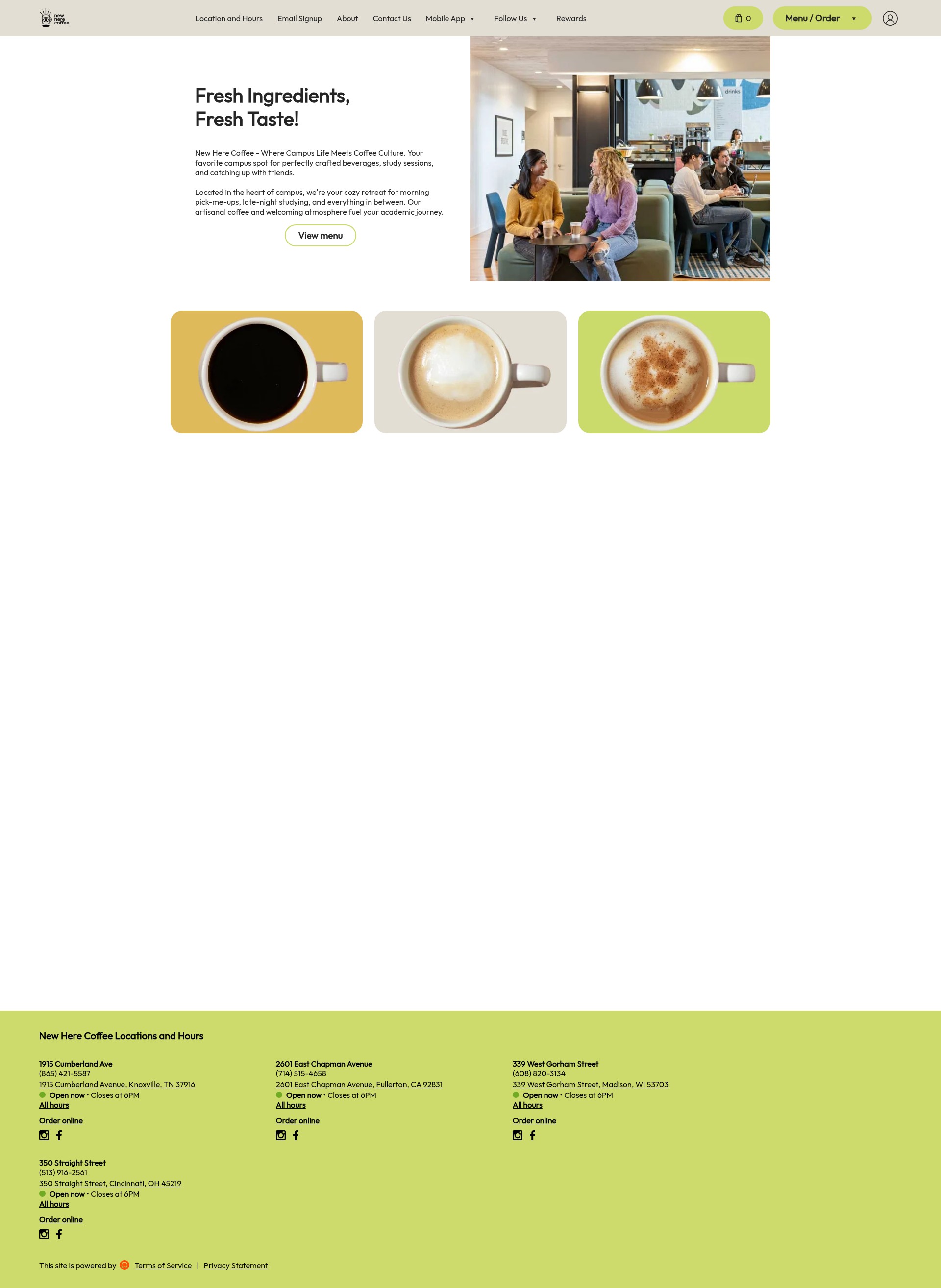 Screenshot of newherecoffee.com