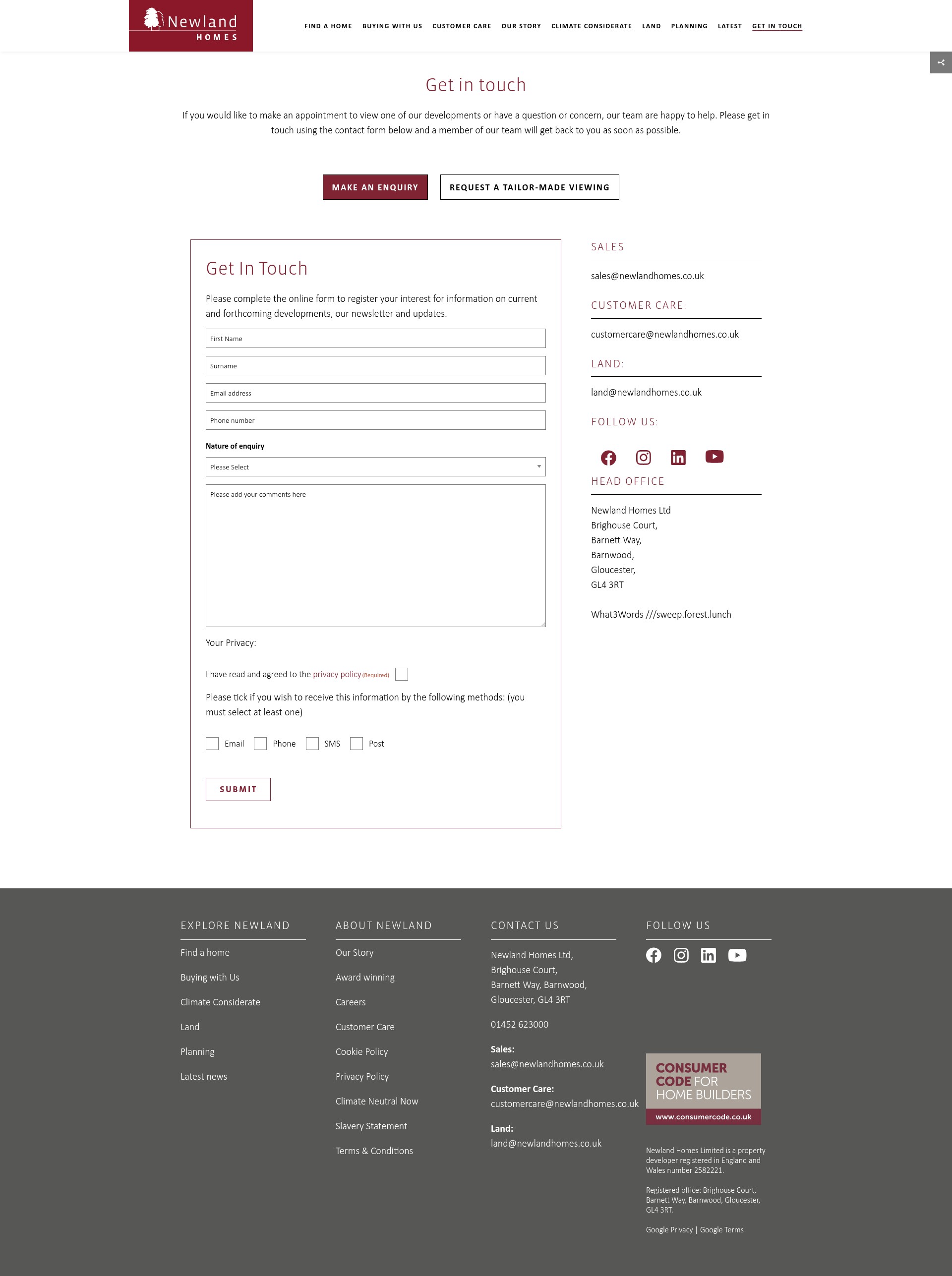 Screenshot of newlandhomes.co.uk