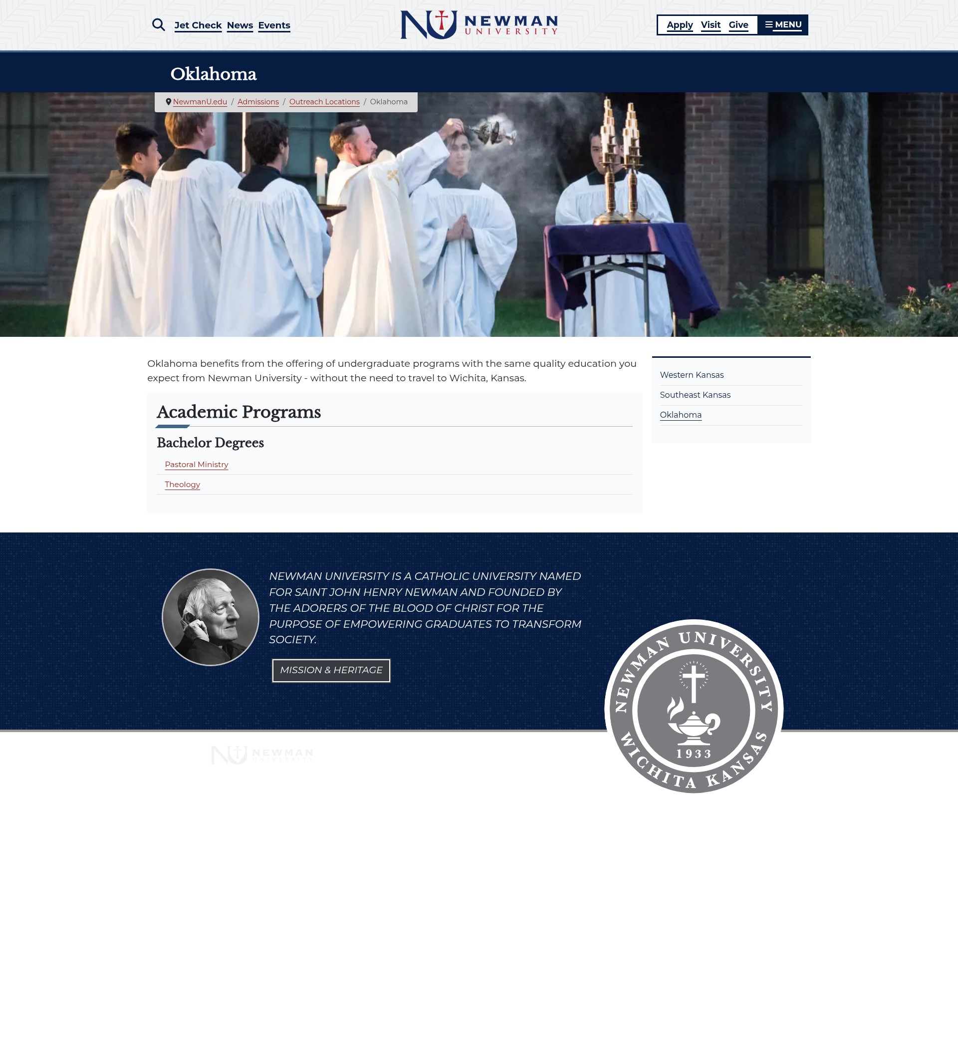 Screenshot of newmanu.edu