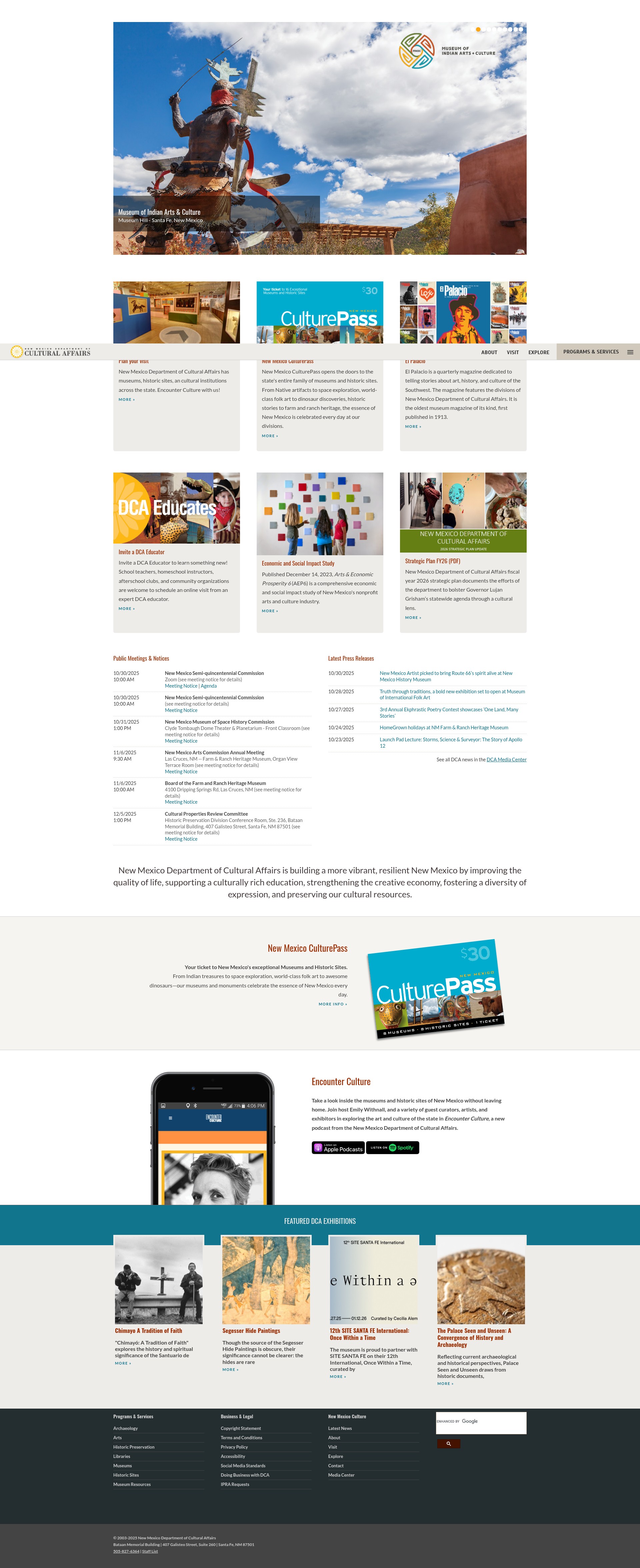 Screenshot of newmexicoculture.org