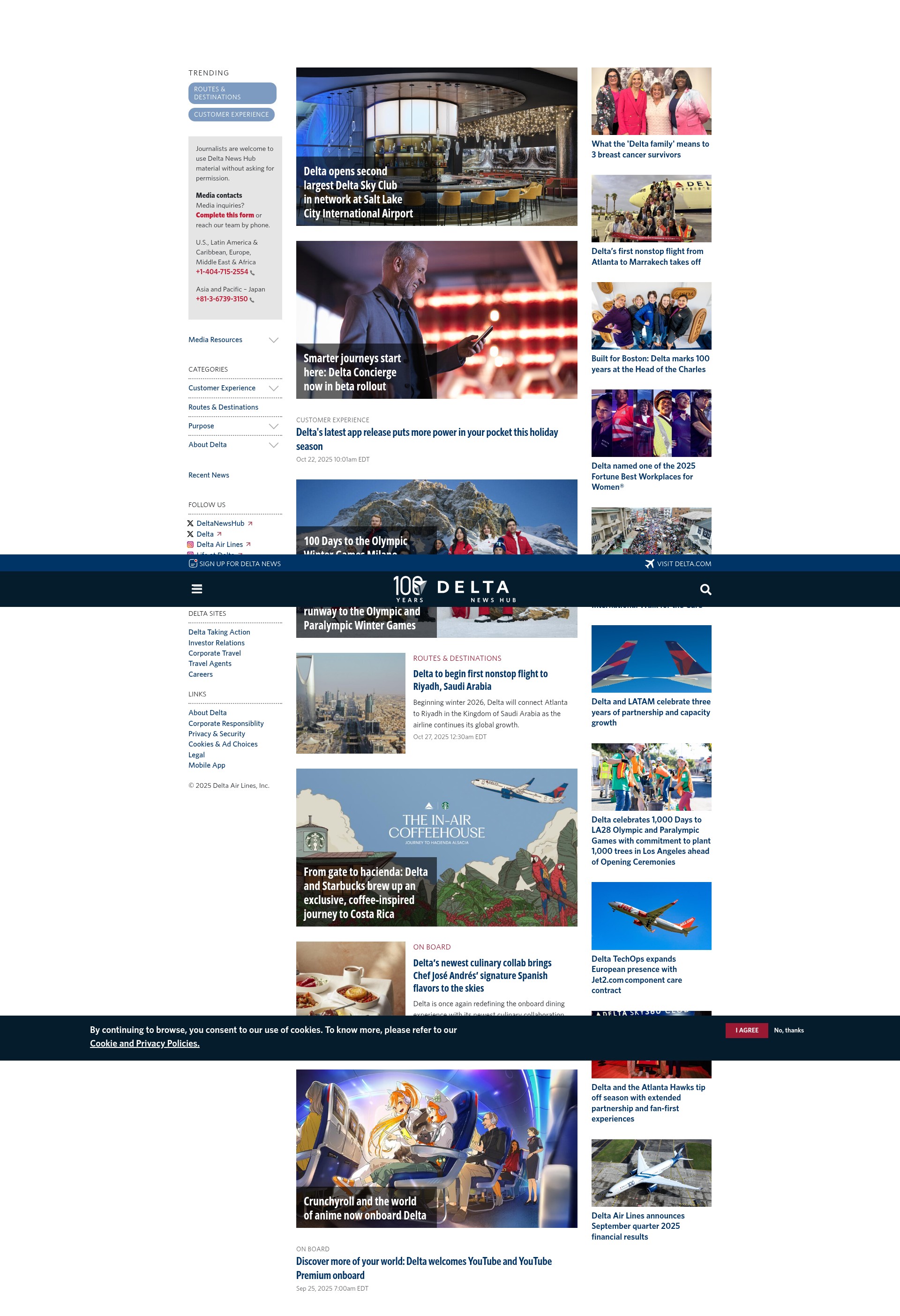 Screenshot of news.delta.com