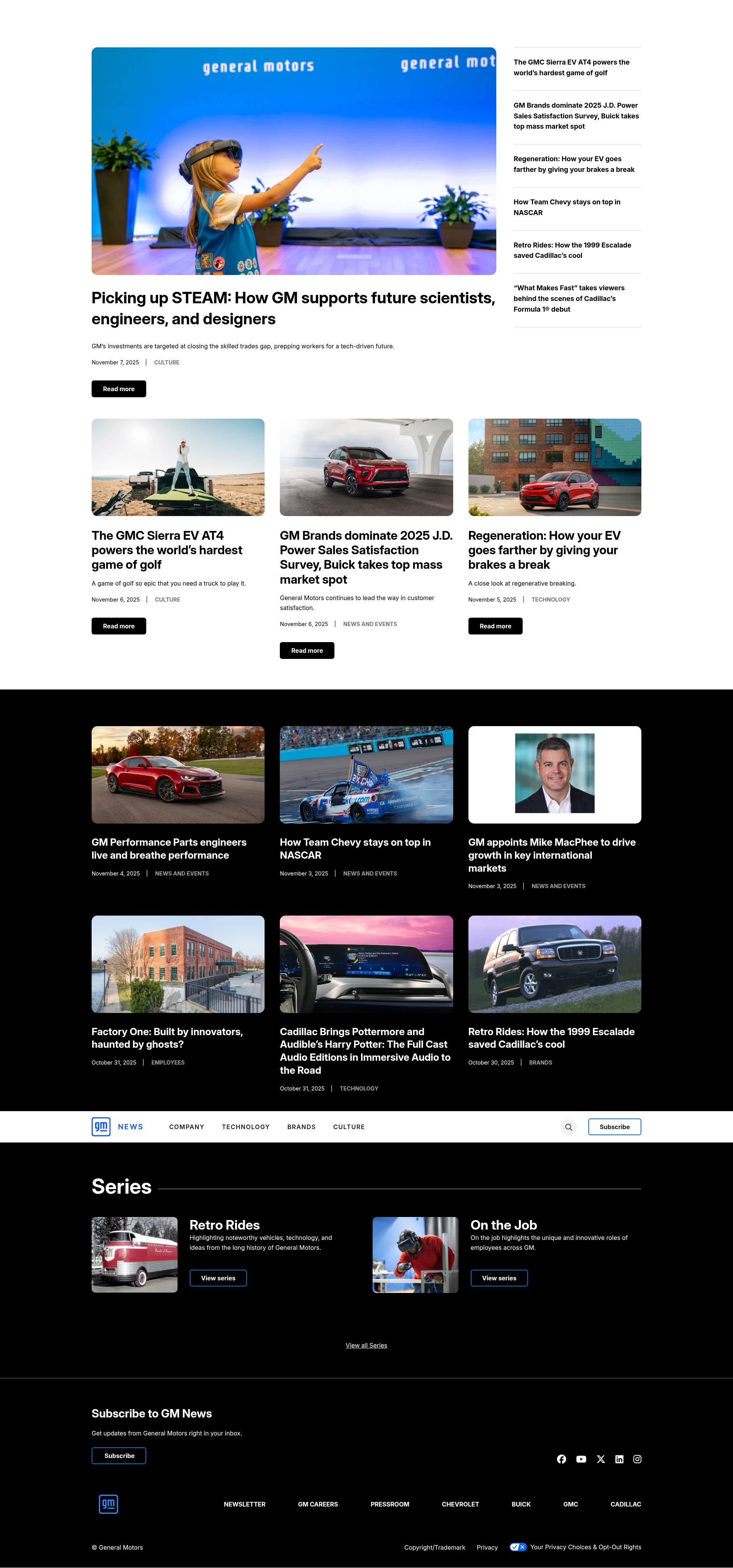 Screenshot of news.gm.com