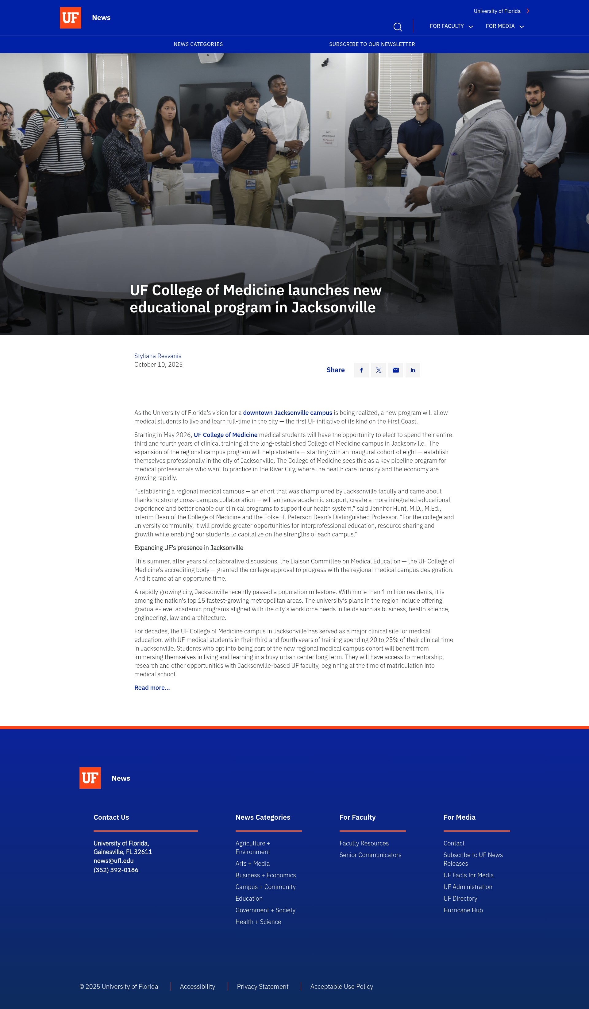 Screenshot of news.ufl.edu