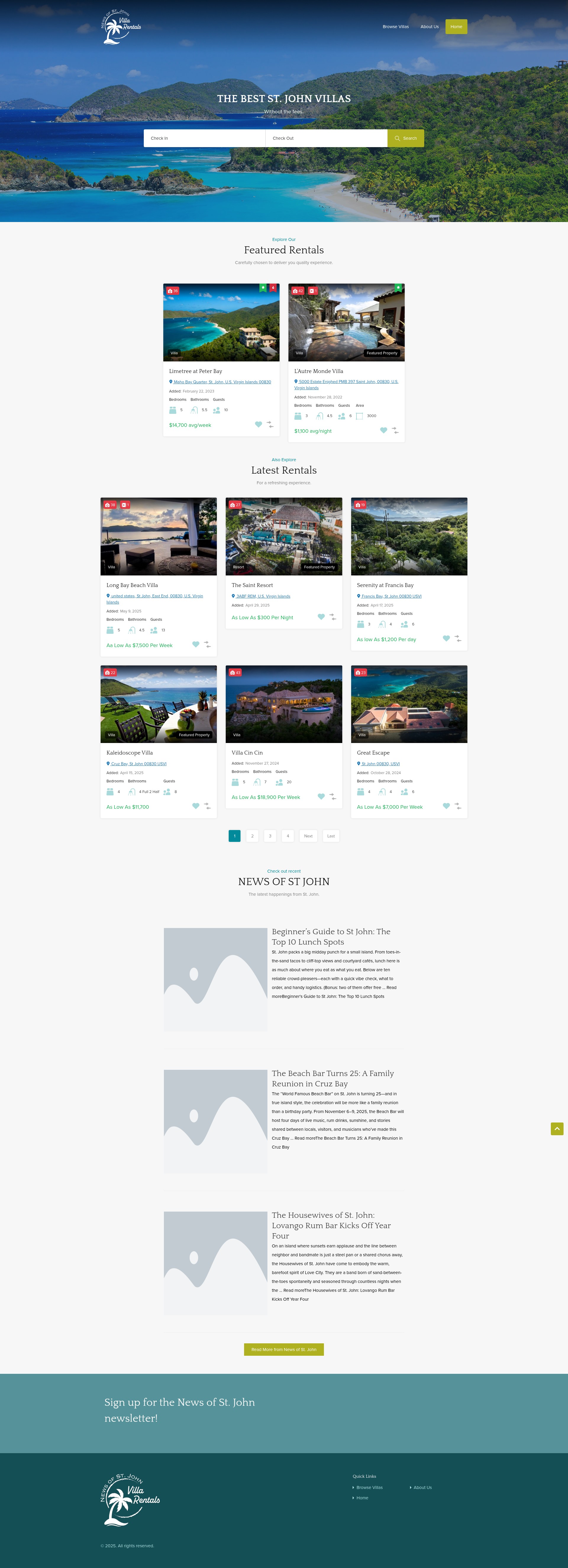 Screenshot of newsofstjohnvillarentals.com