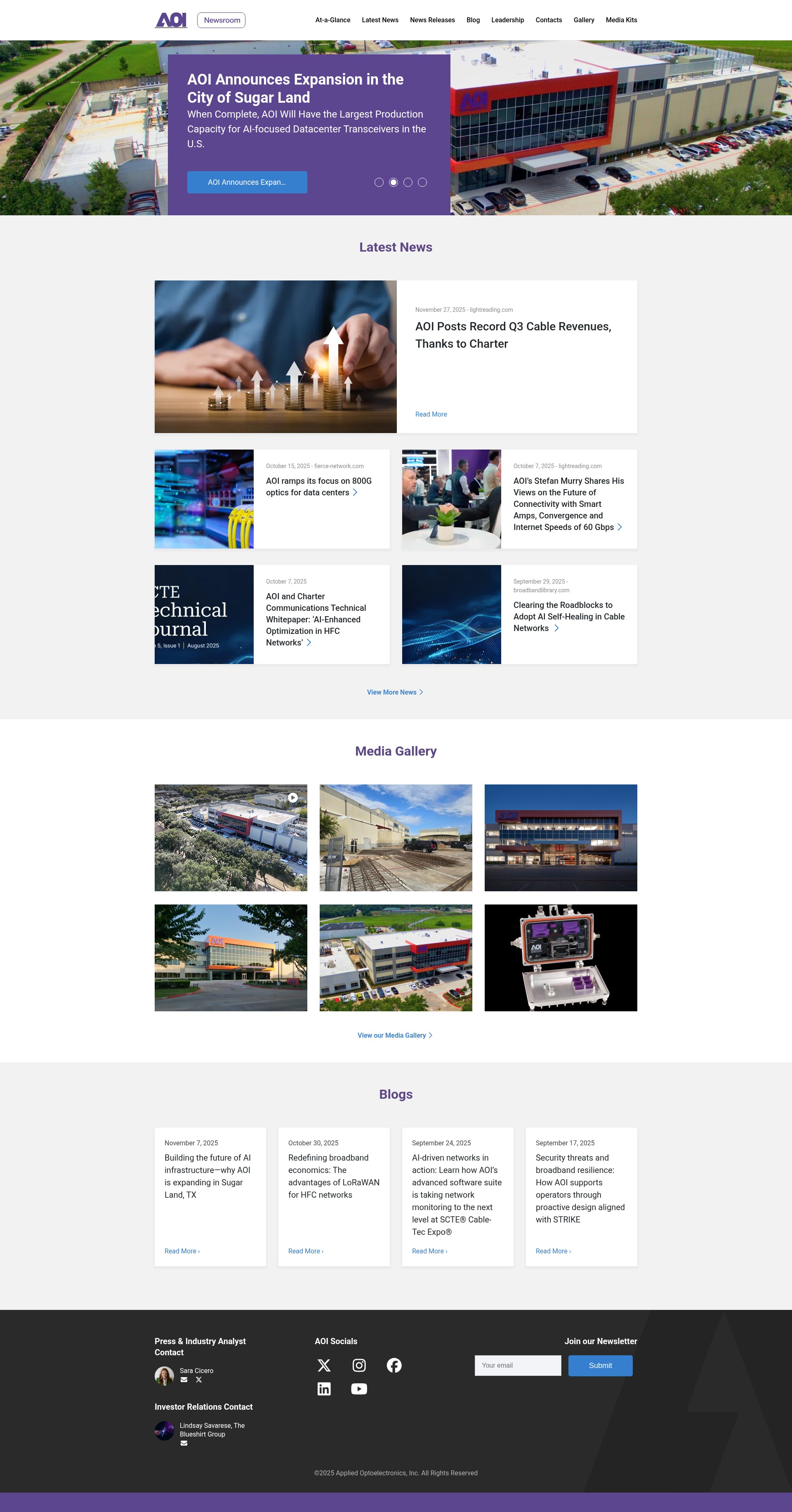 Screenshot of newsroom.ao-inc.com