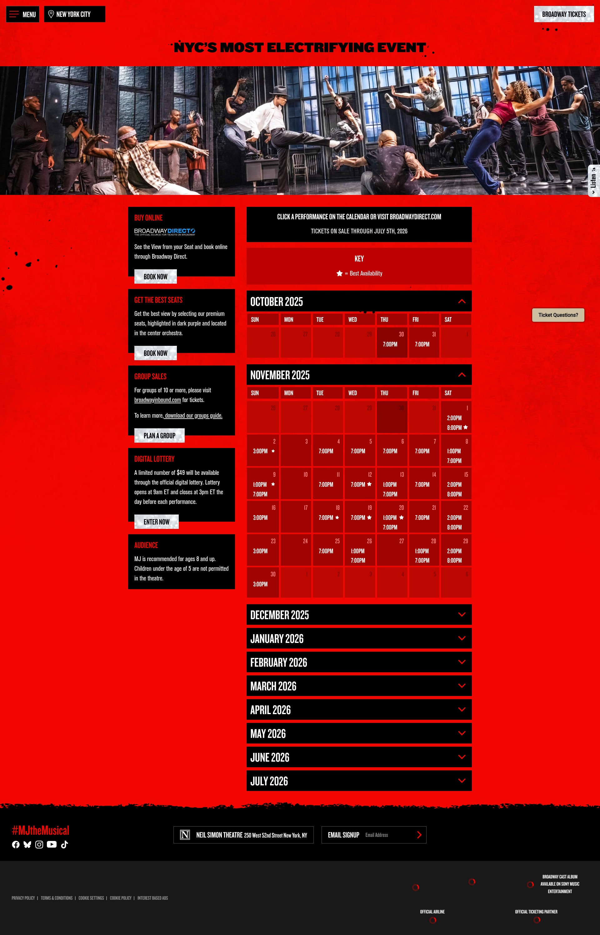 Screenshot of newyork.mjthemusical.com