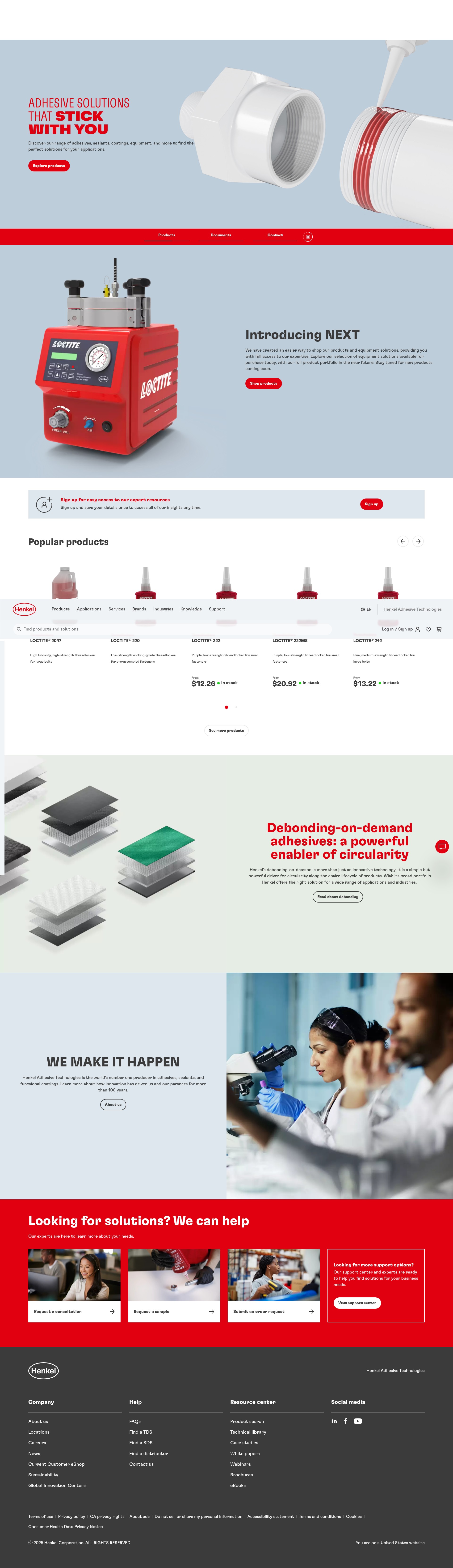 Screenshot of next.henkel-adhesives.com