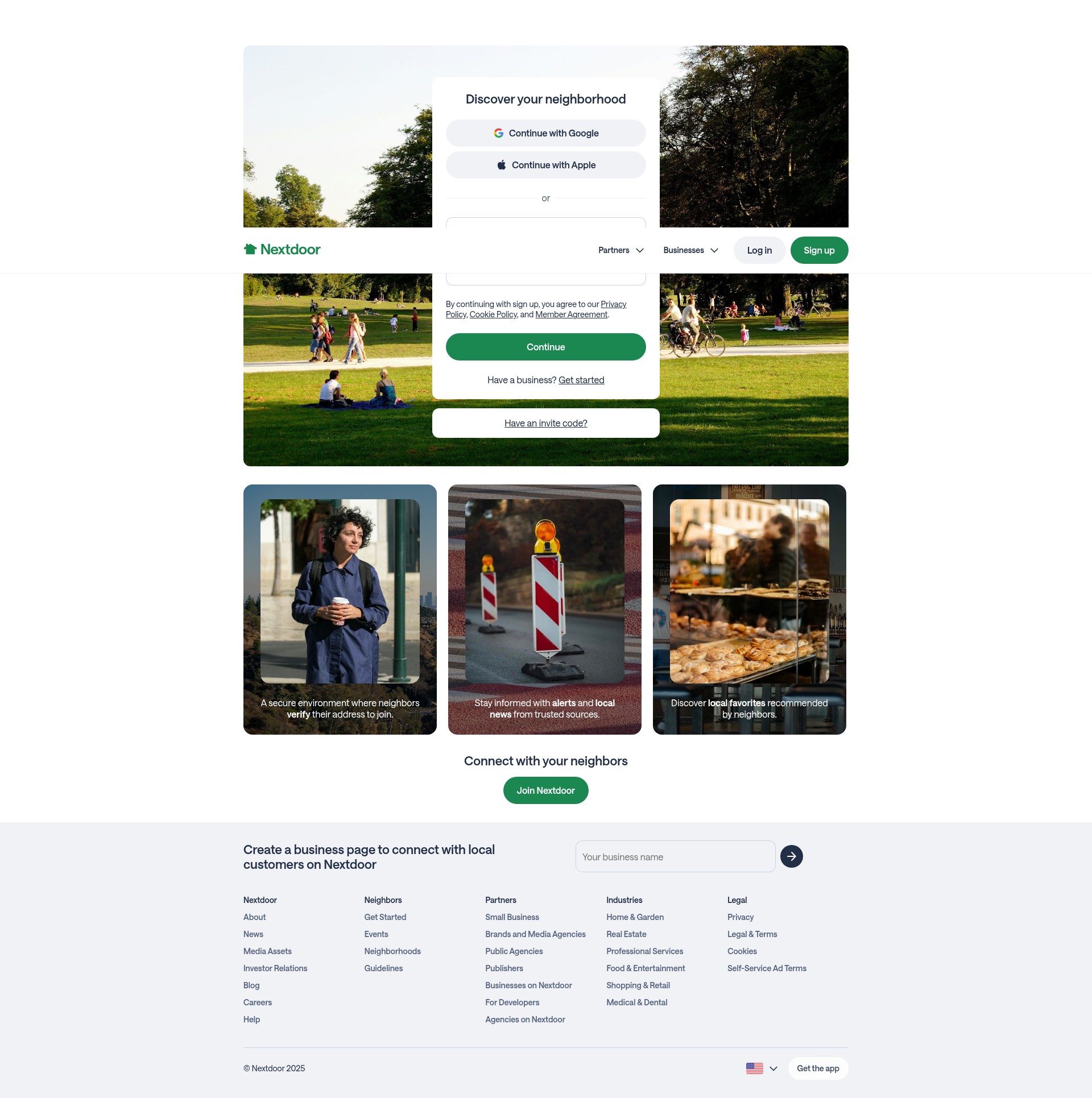 Screenshot of nextdoor.com