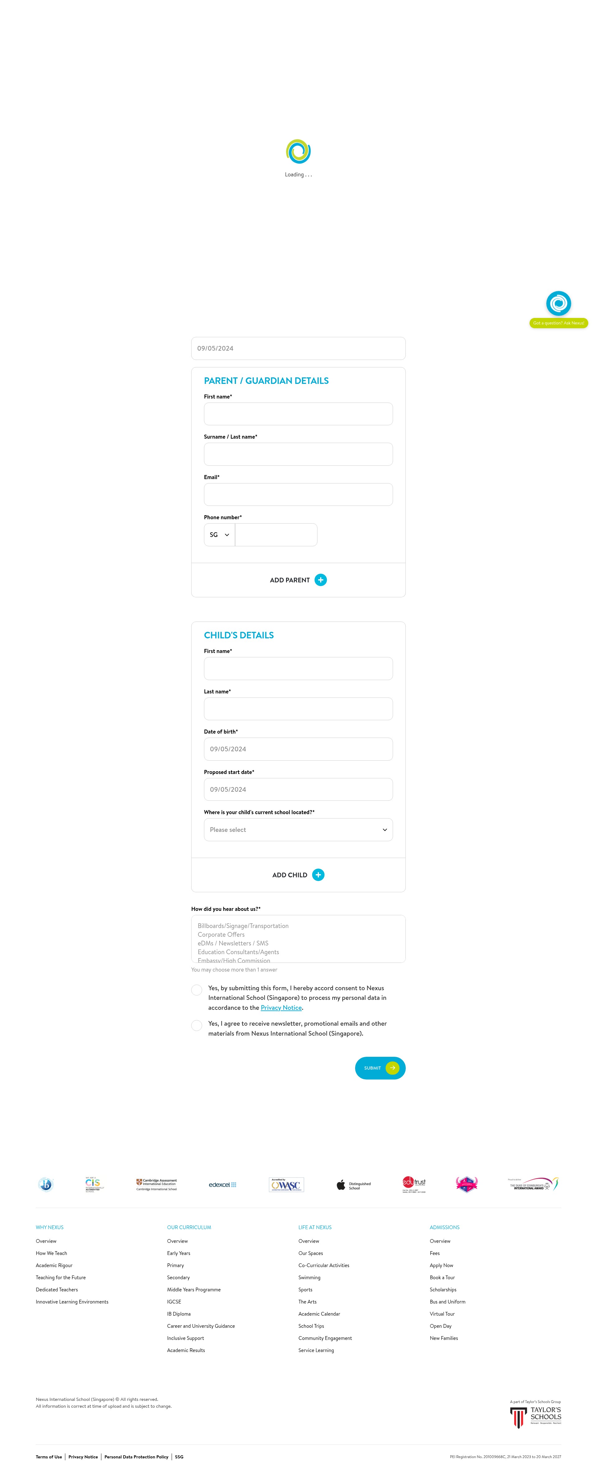 Screenshot of nexus.edu.sg