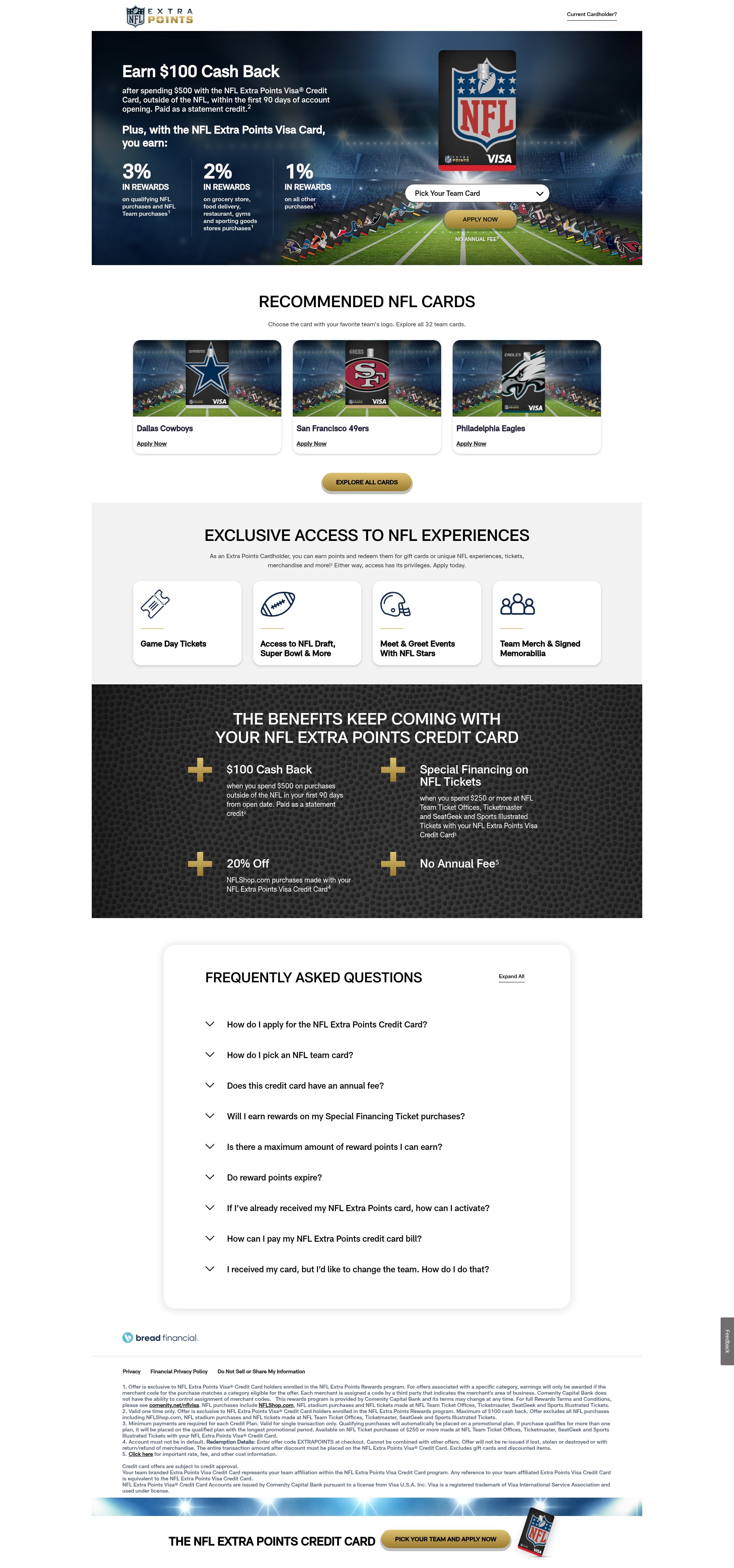 Screenshot of nflextrapoints.com