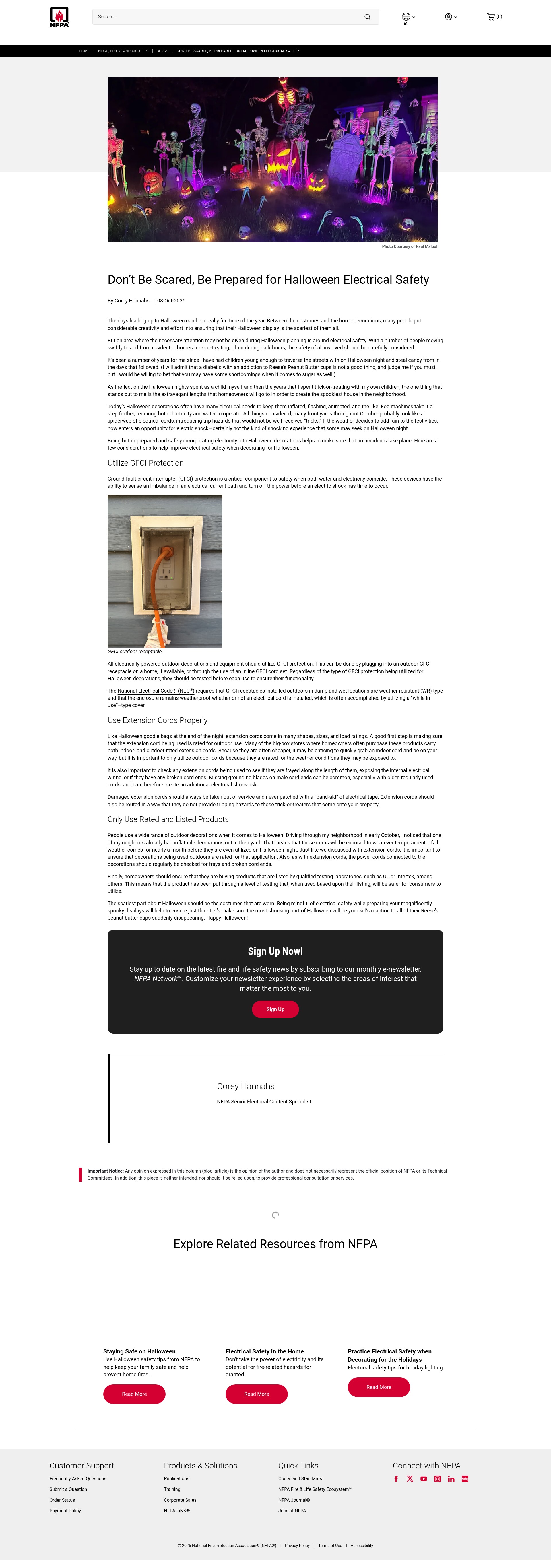 Screenshot of nfpa.org