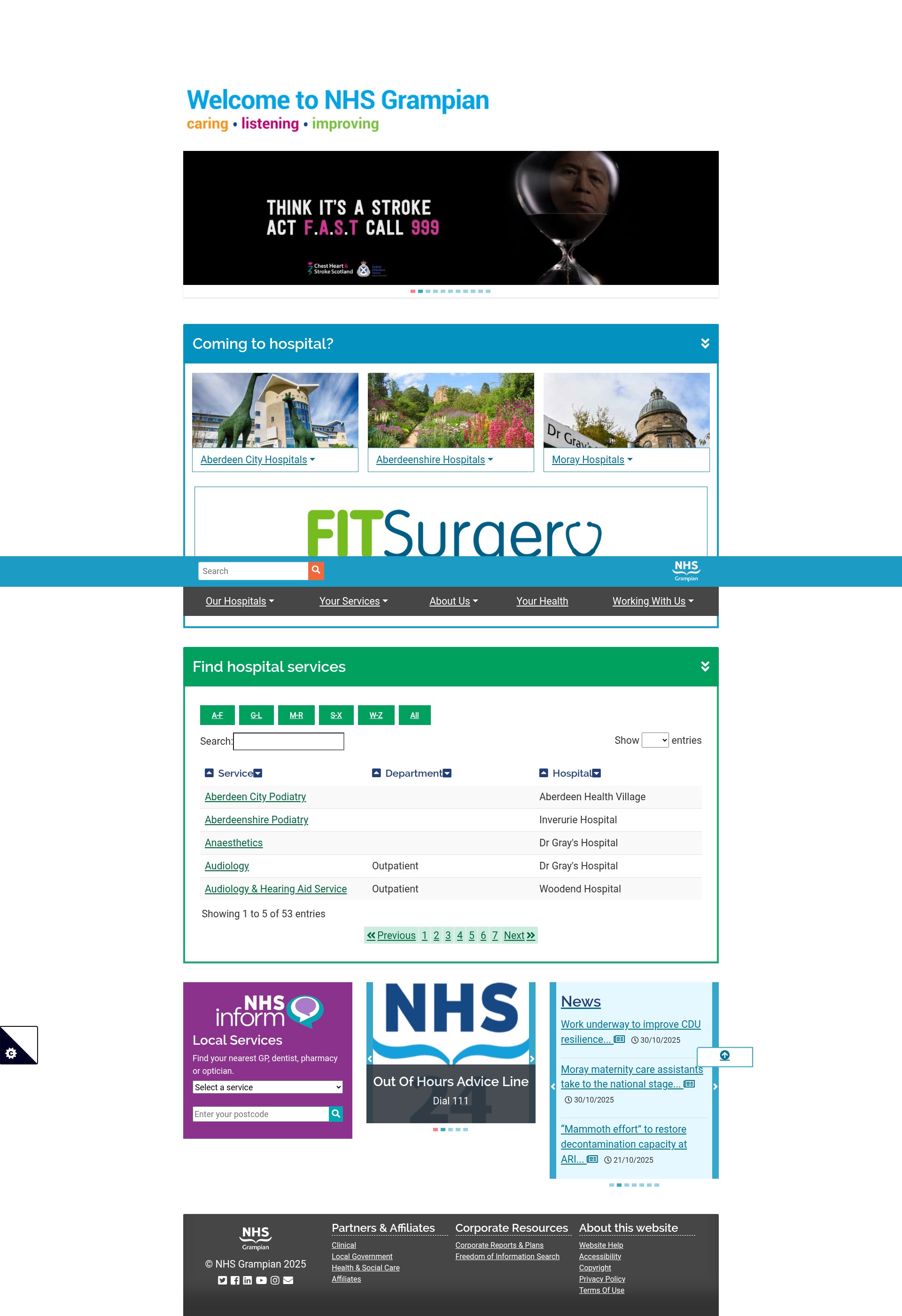 Screenshot of nhsgrampian.org