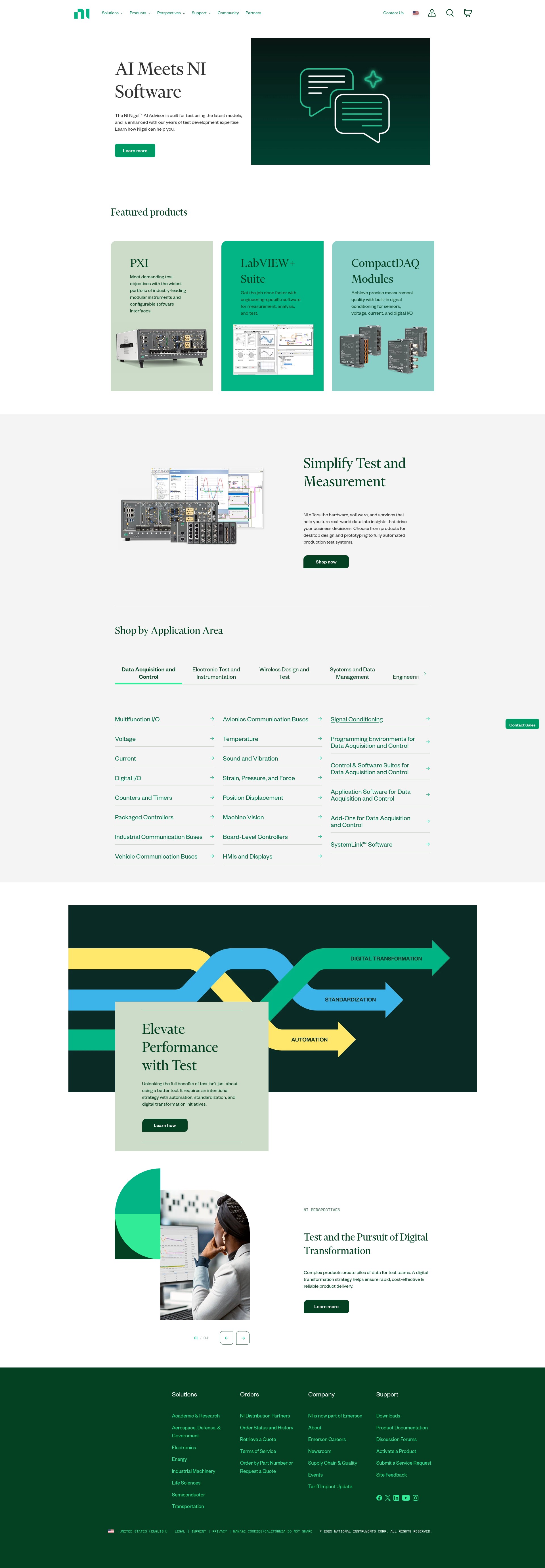 Screenshot of ni.com