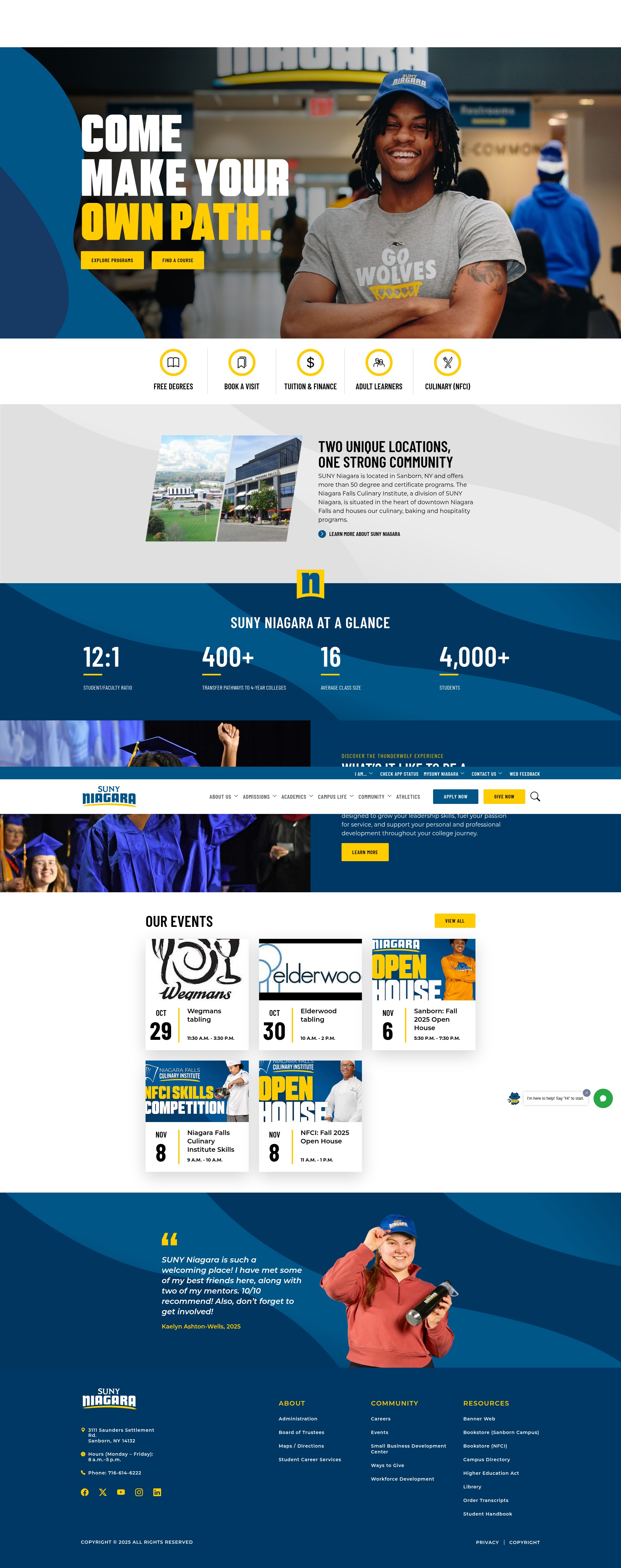 Screenshot of niagaracc.suny.edu