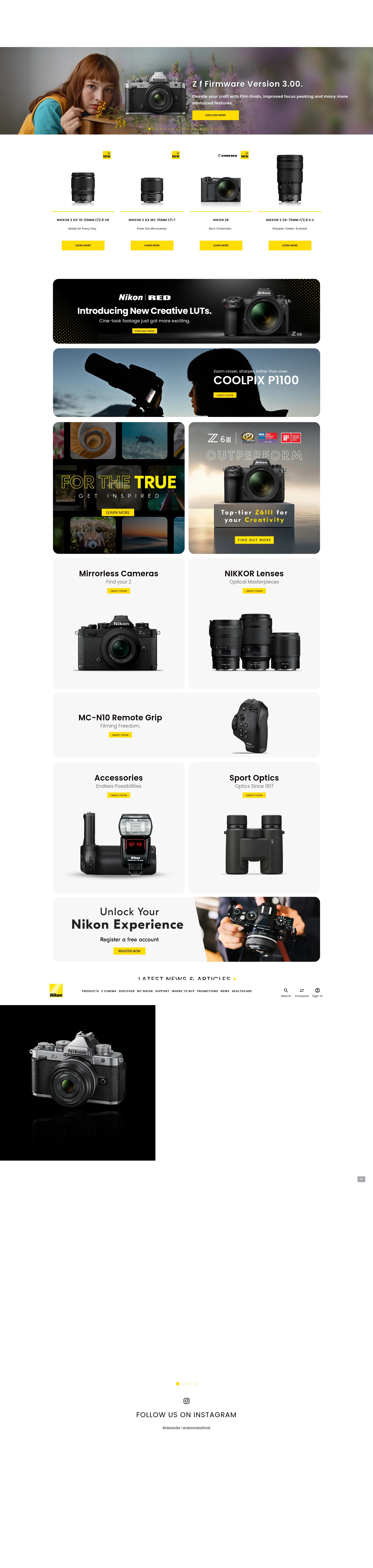 Screenshot of nikon.co.in