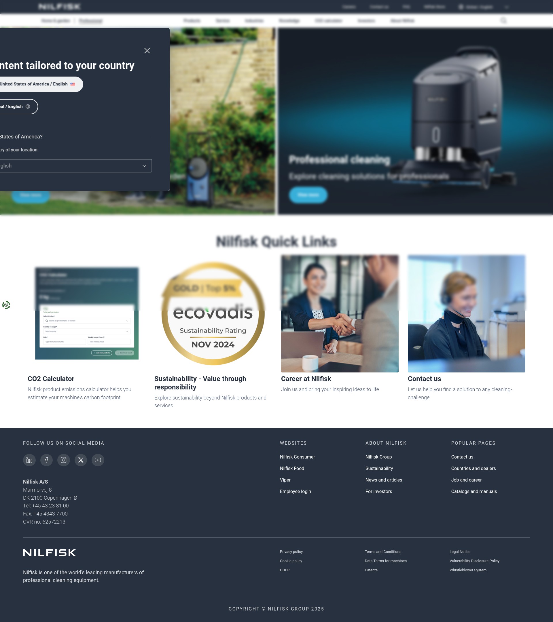 Screenshot of nilfisk.com