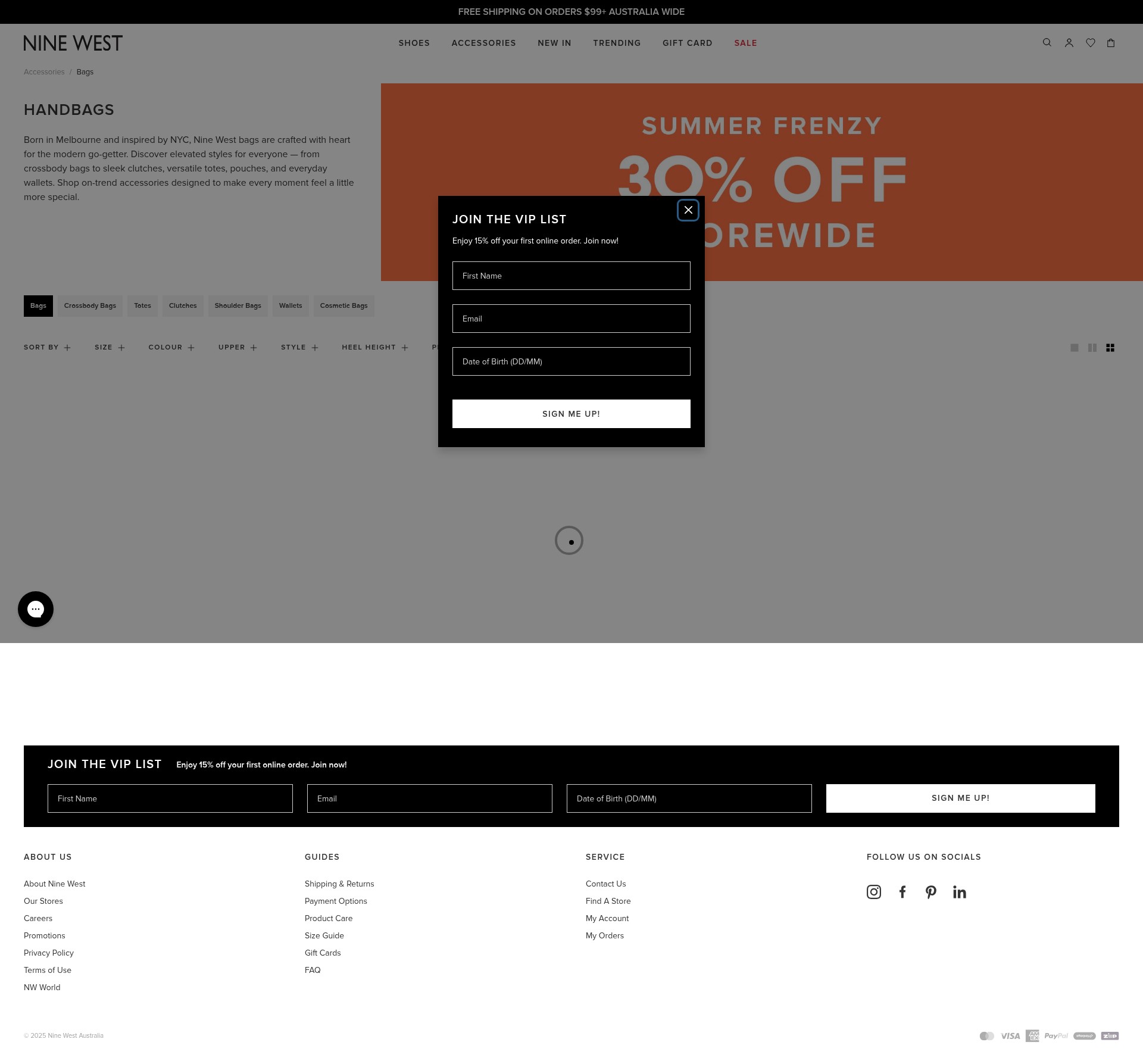 Screenshot of ninewest.com.au