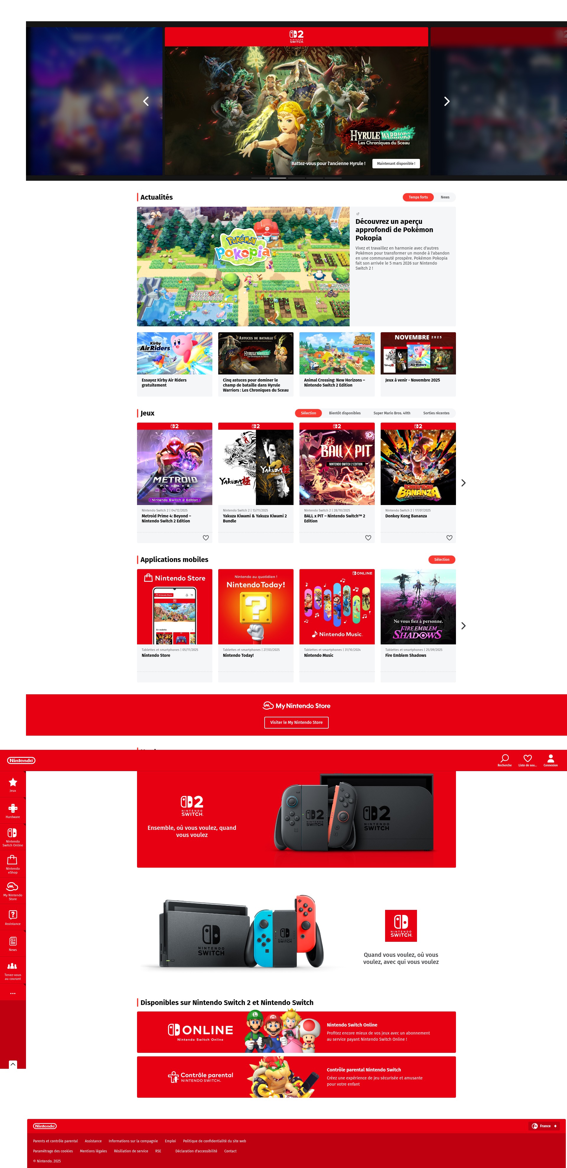 Screenshot of nintendo.fr