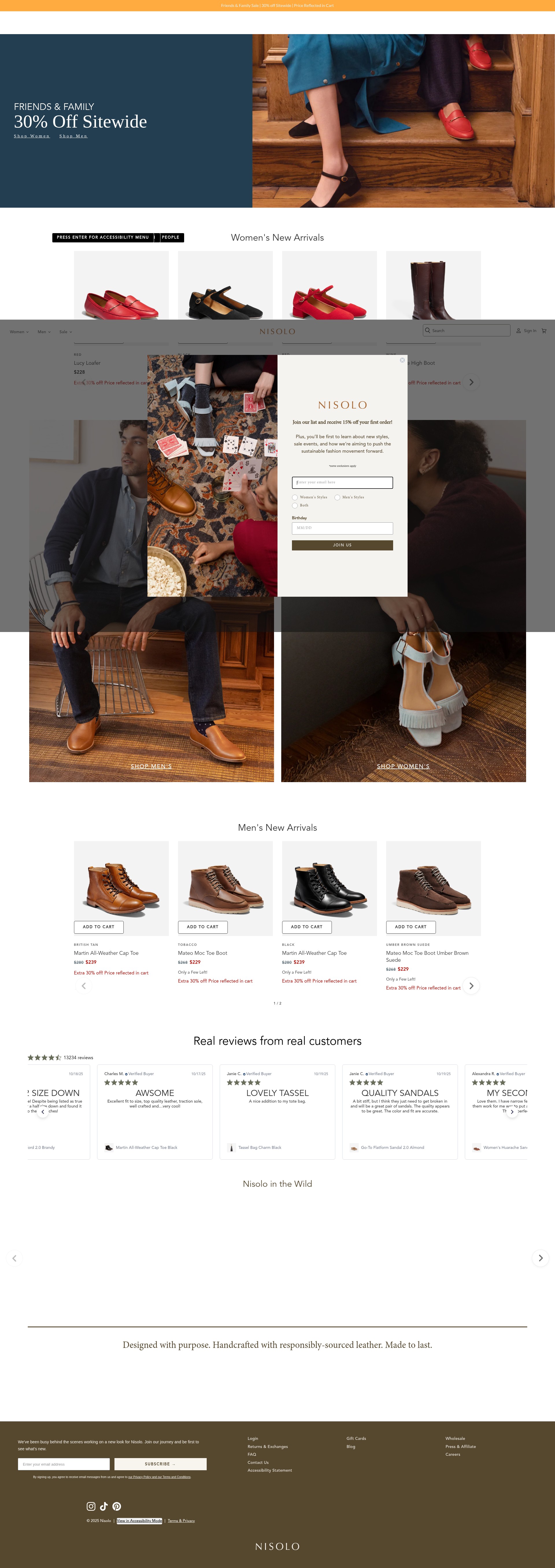 Screenshot of nisolo.com