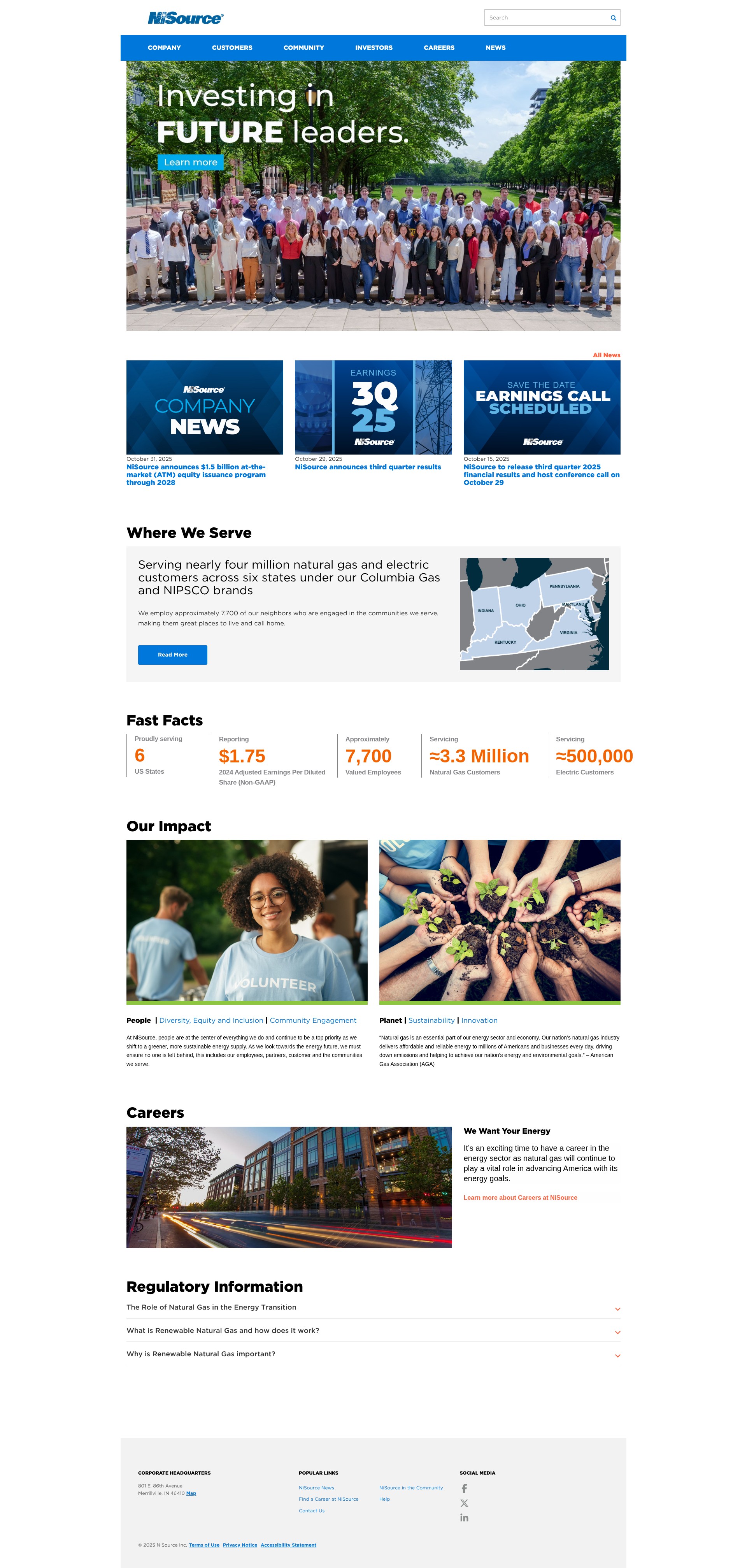 Screenshot of nisource.com