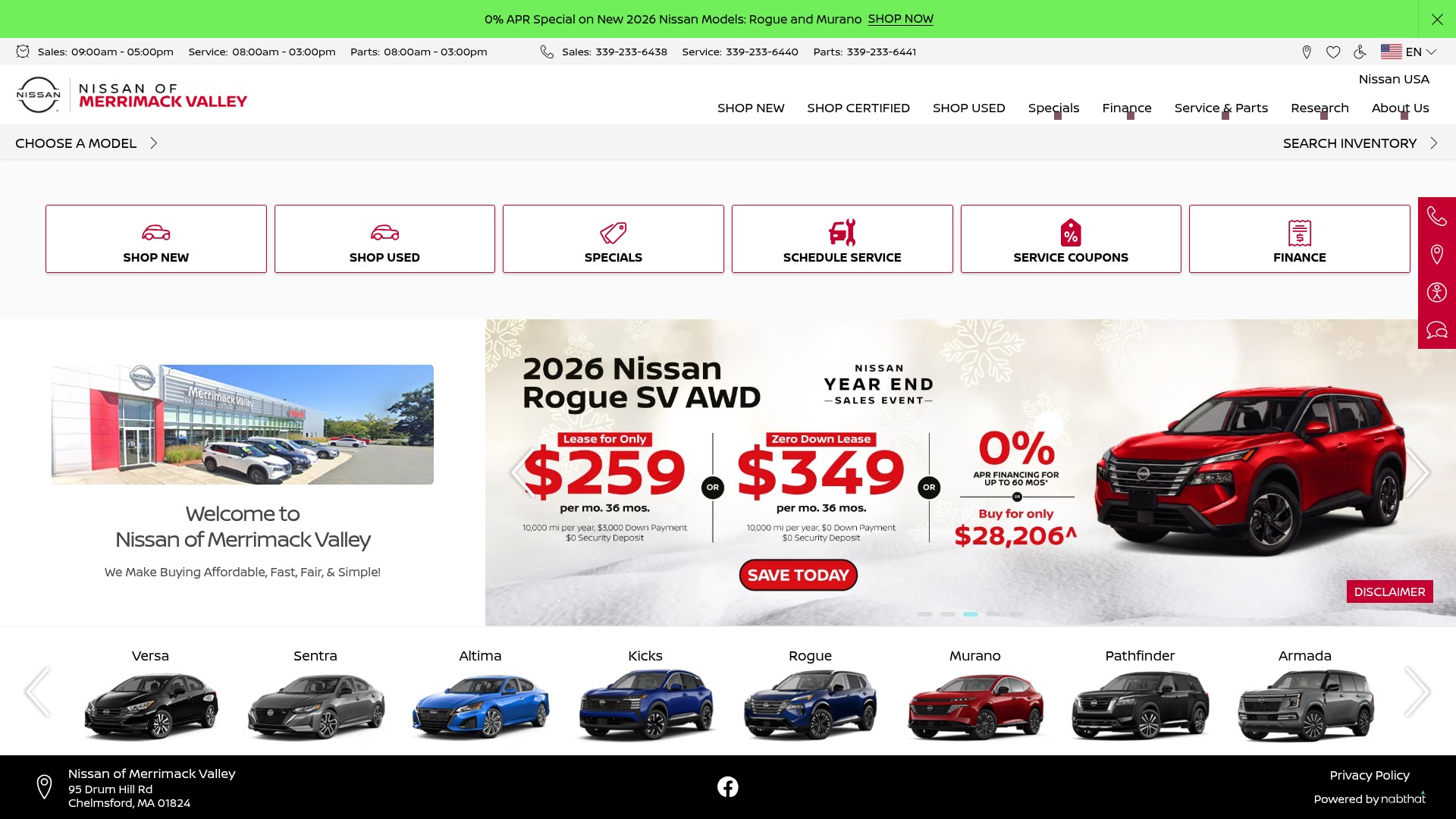 Screenshot of nissanofmerrimackvalley.com