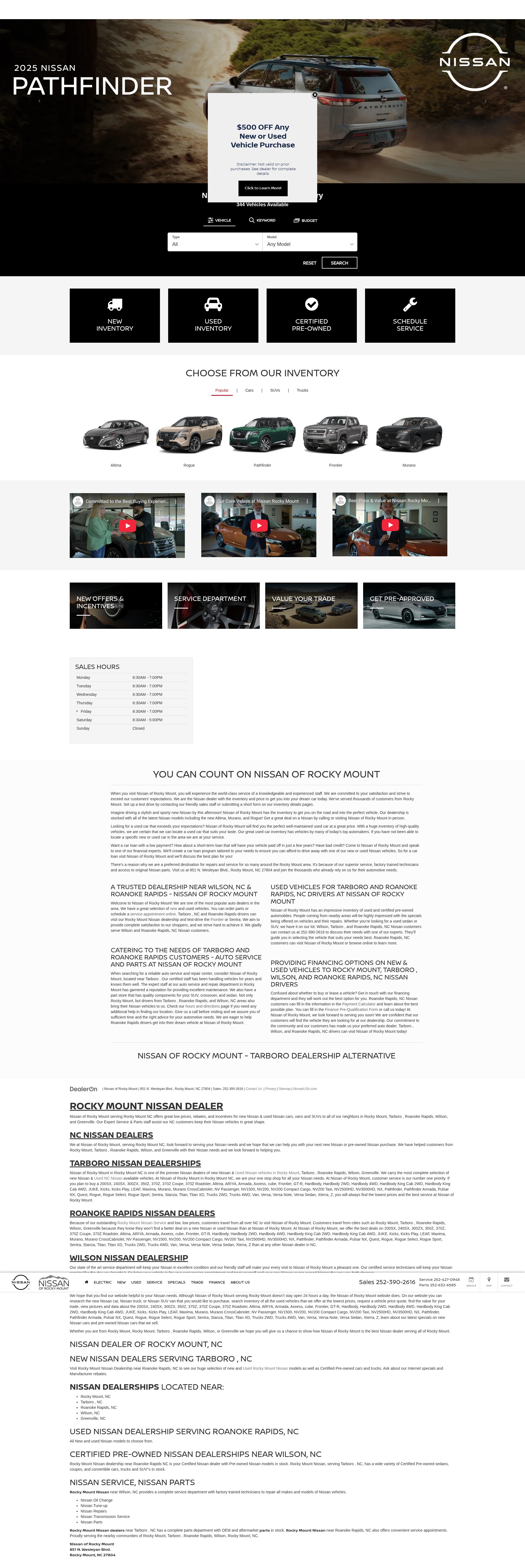 Screenshot of nissanrockymount.com