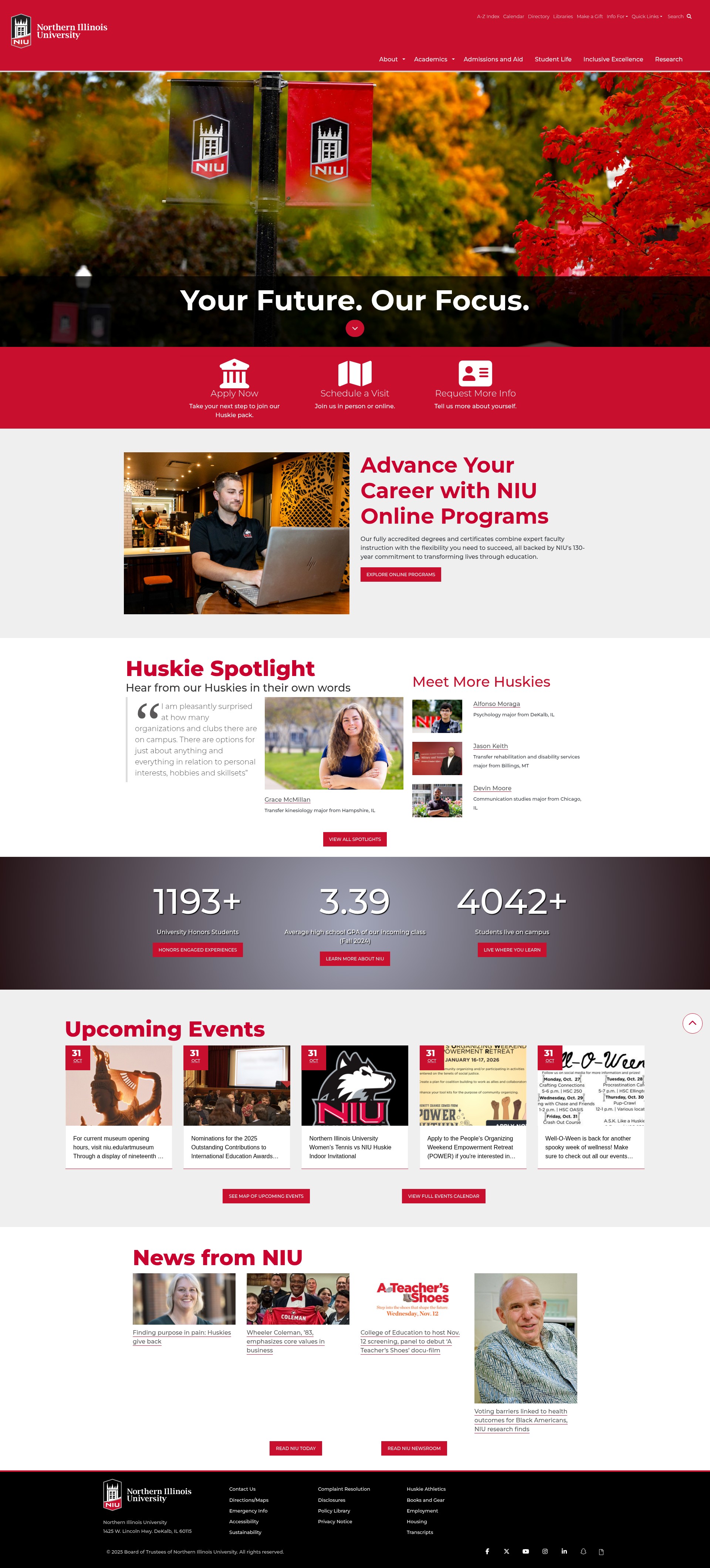 Screenshot of niu.edu