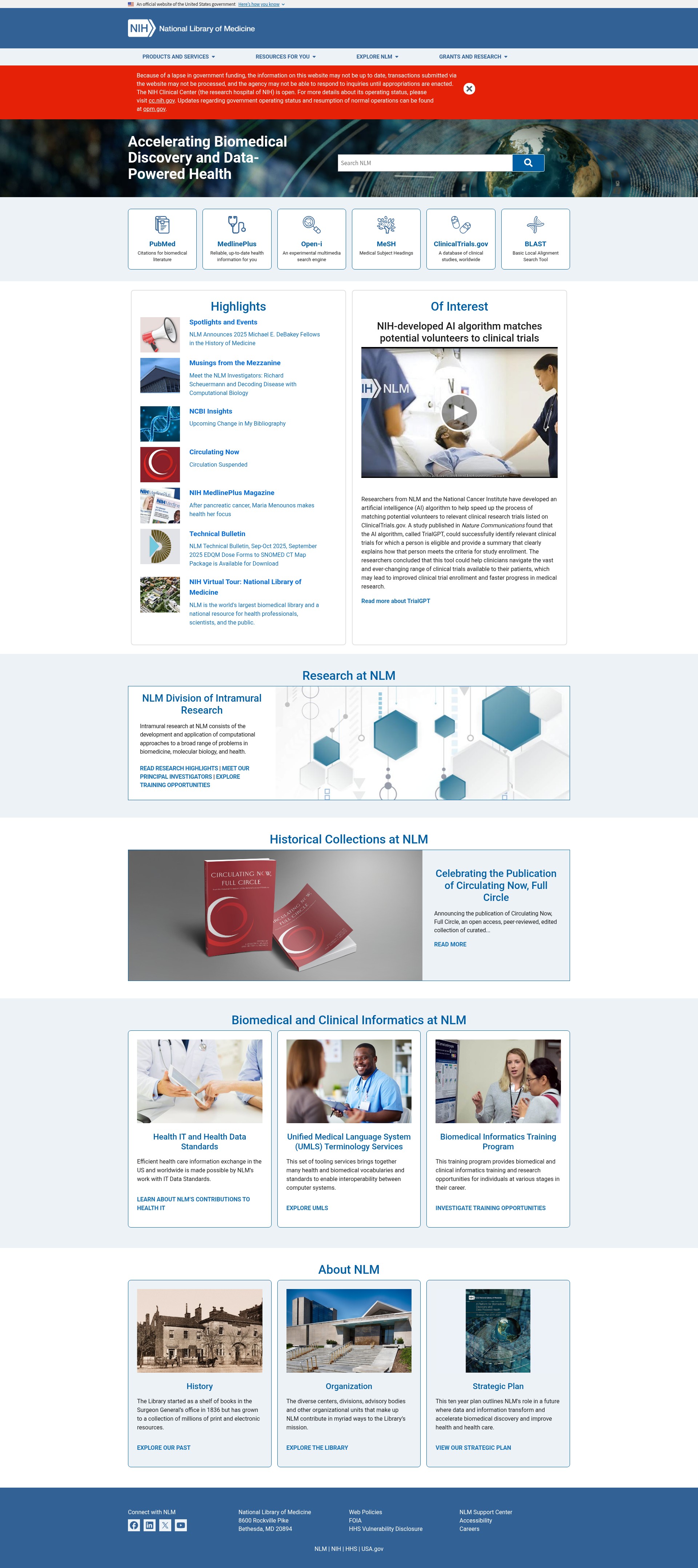 Screenshot of nlm.nih.gov