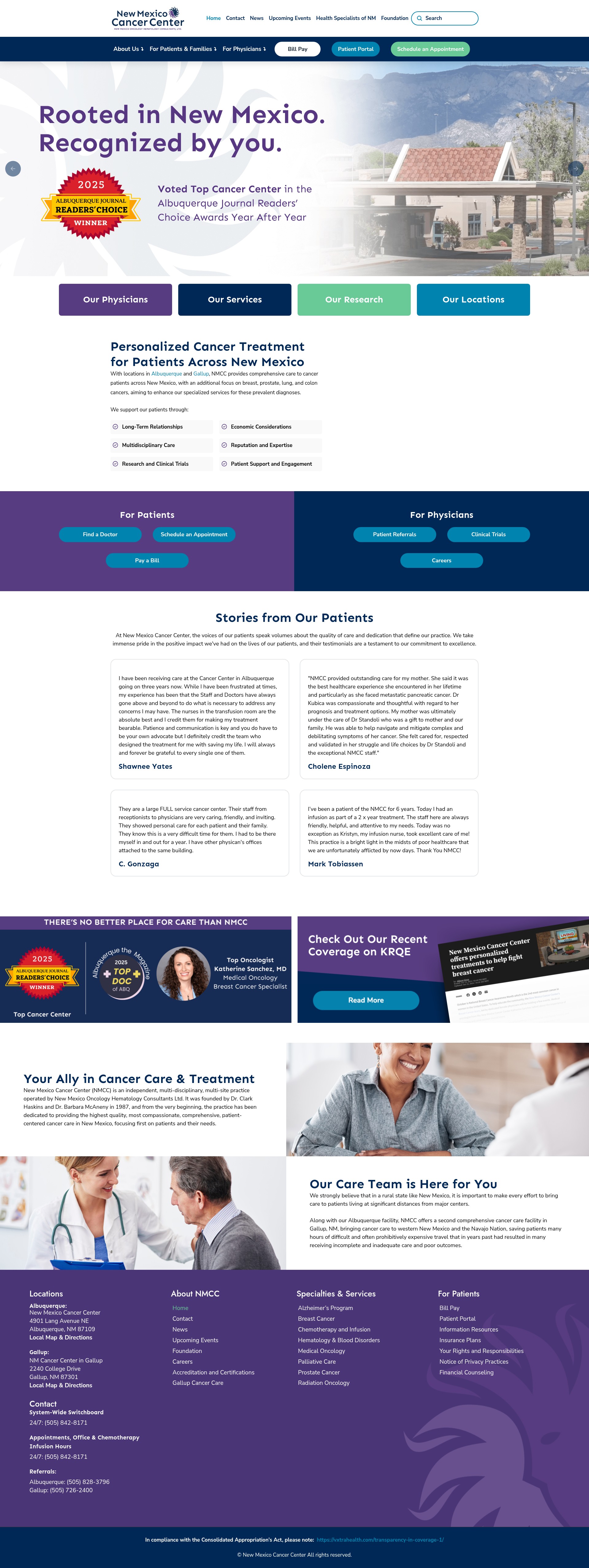 Screenshot of nmcancercenter.org