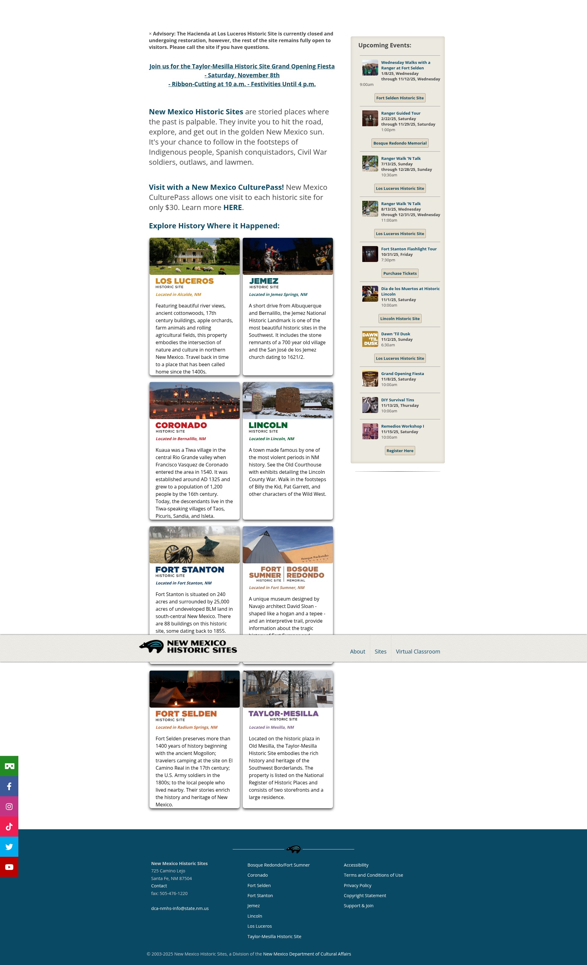 Screenshot of nmhistoricsites.org