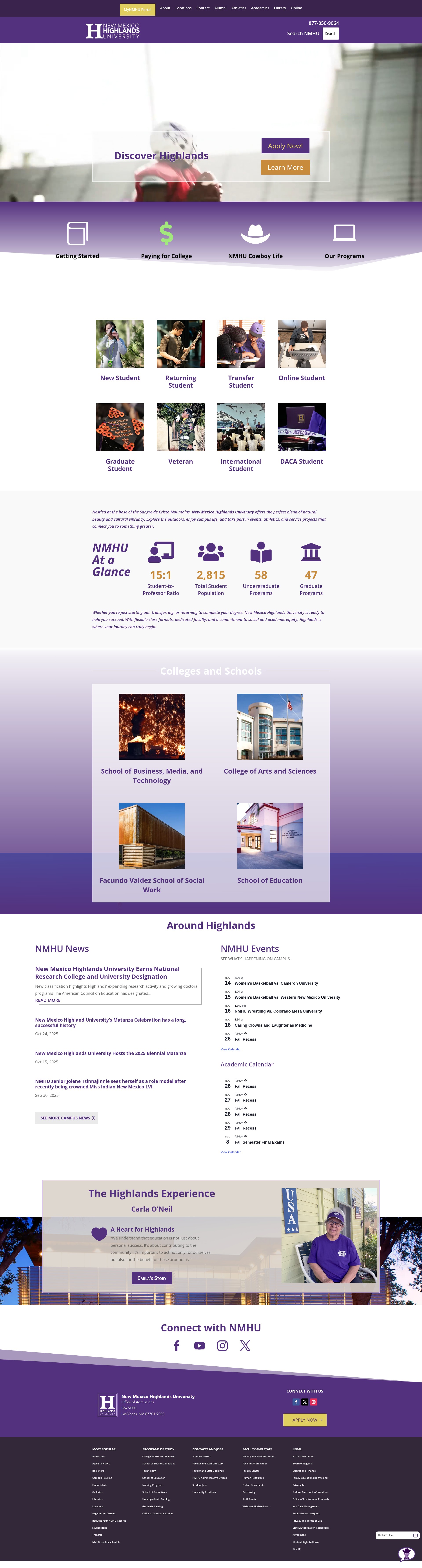Screenshot of nmhu.edu