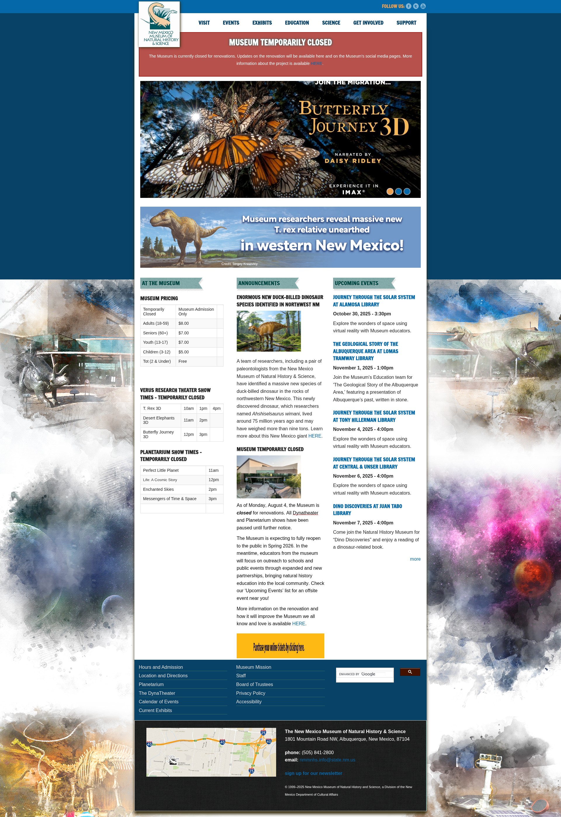 Screenshot of nmnaturalhistory.org