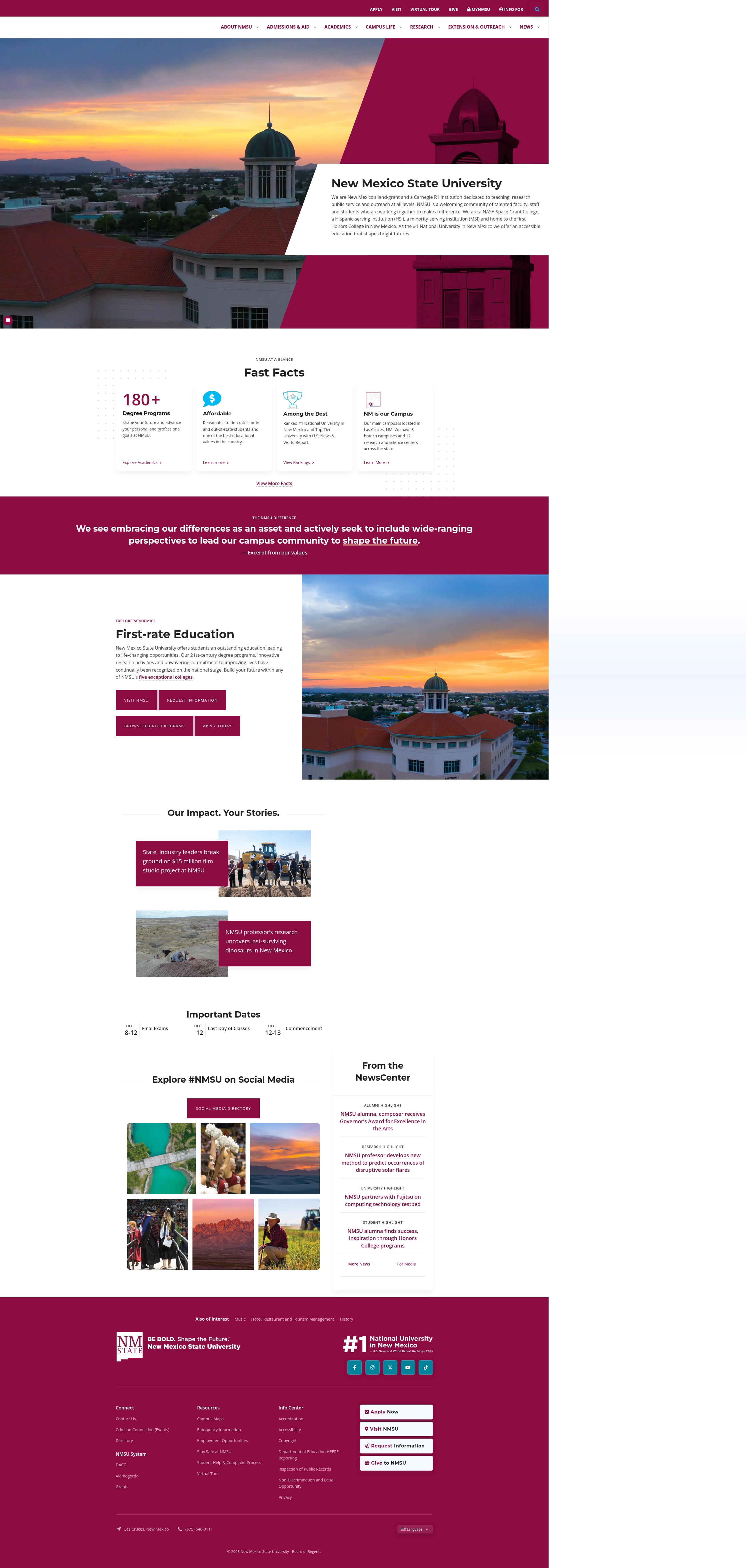 Screenshot of nmsu.edu