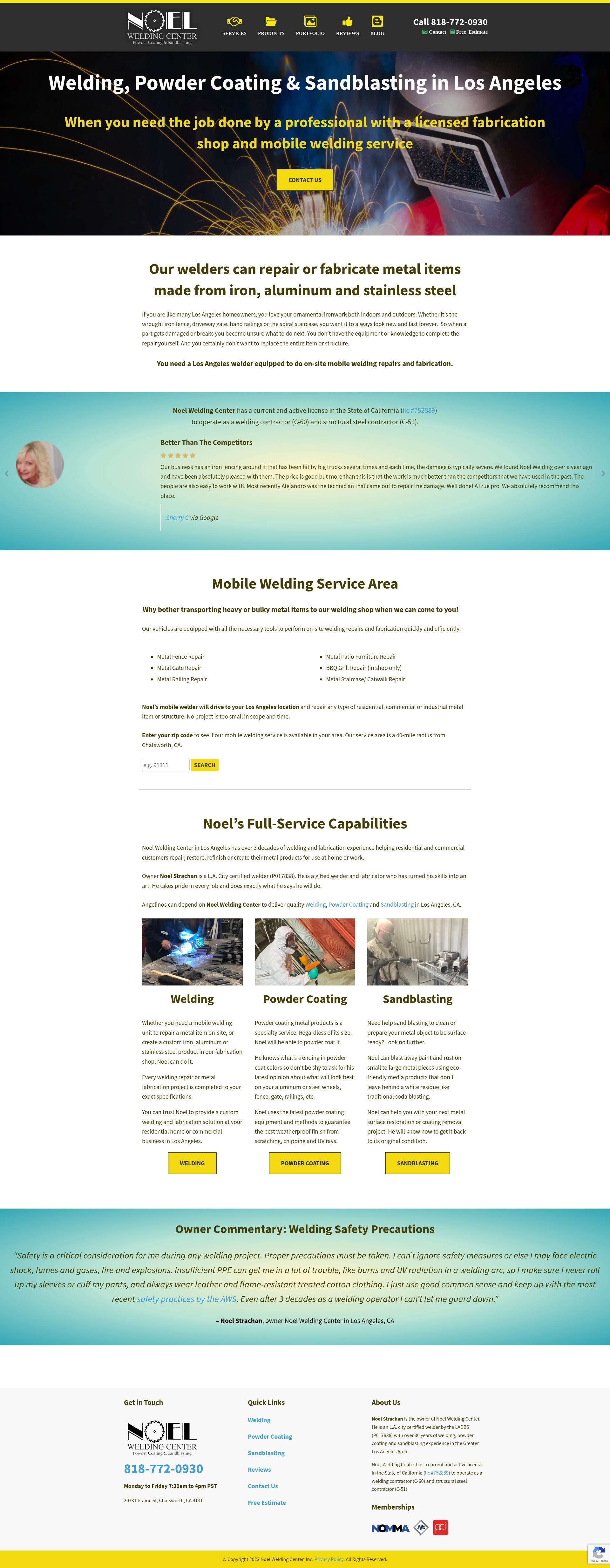 Screenshot of noelwelding.com