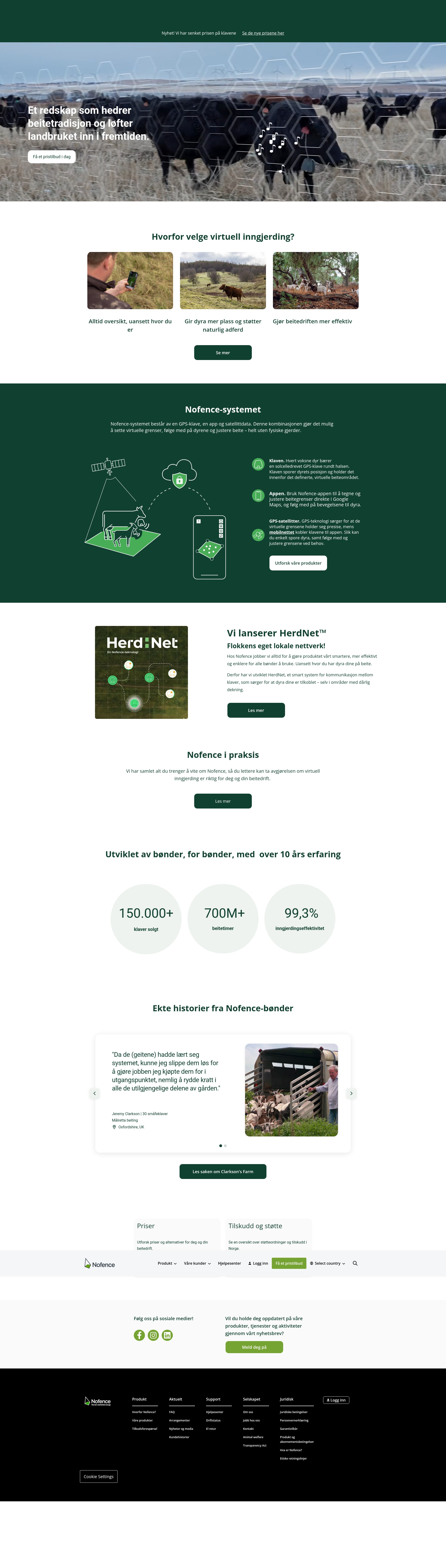 Screenshot of nofence.no