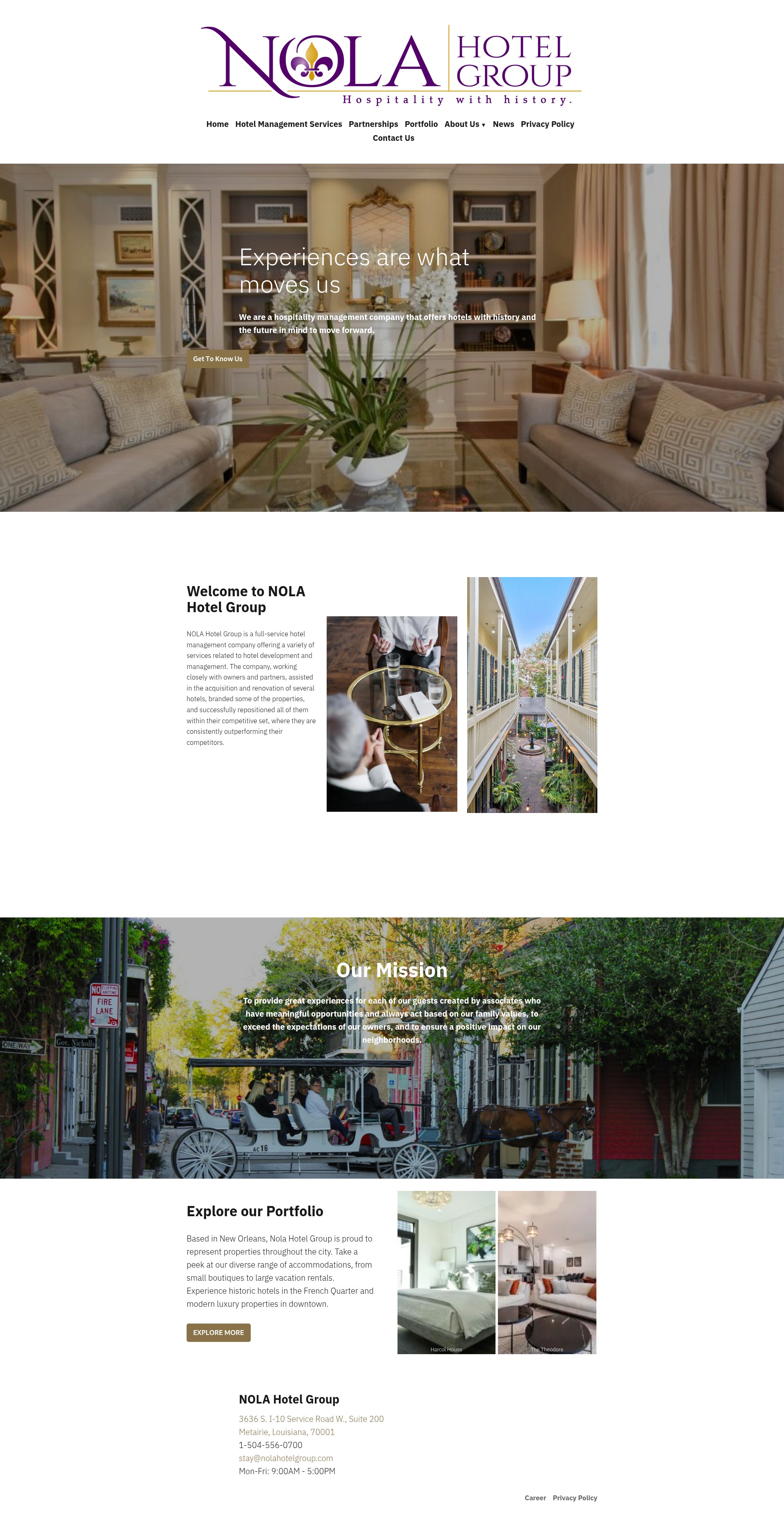 Screenshot of nolahotelgroup.com