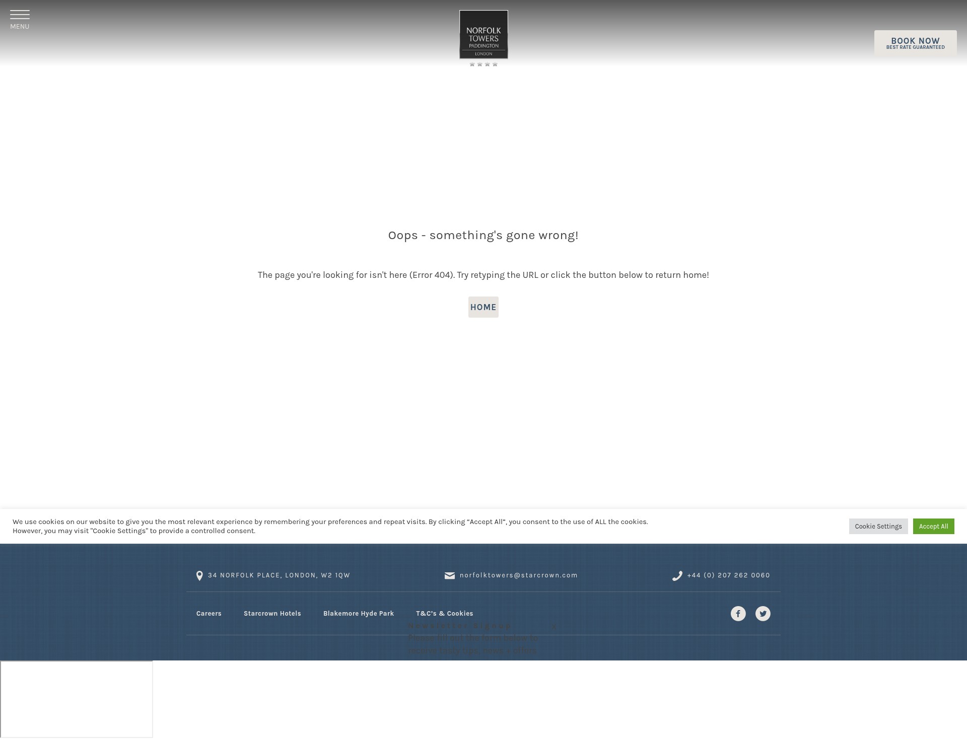 Screenshot of norfolktowershotel.com