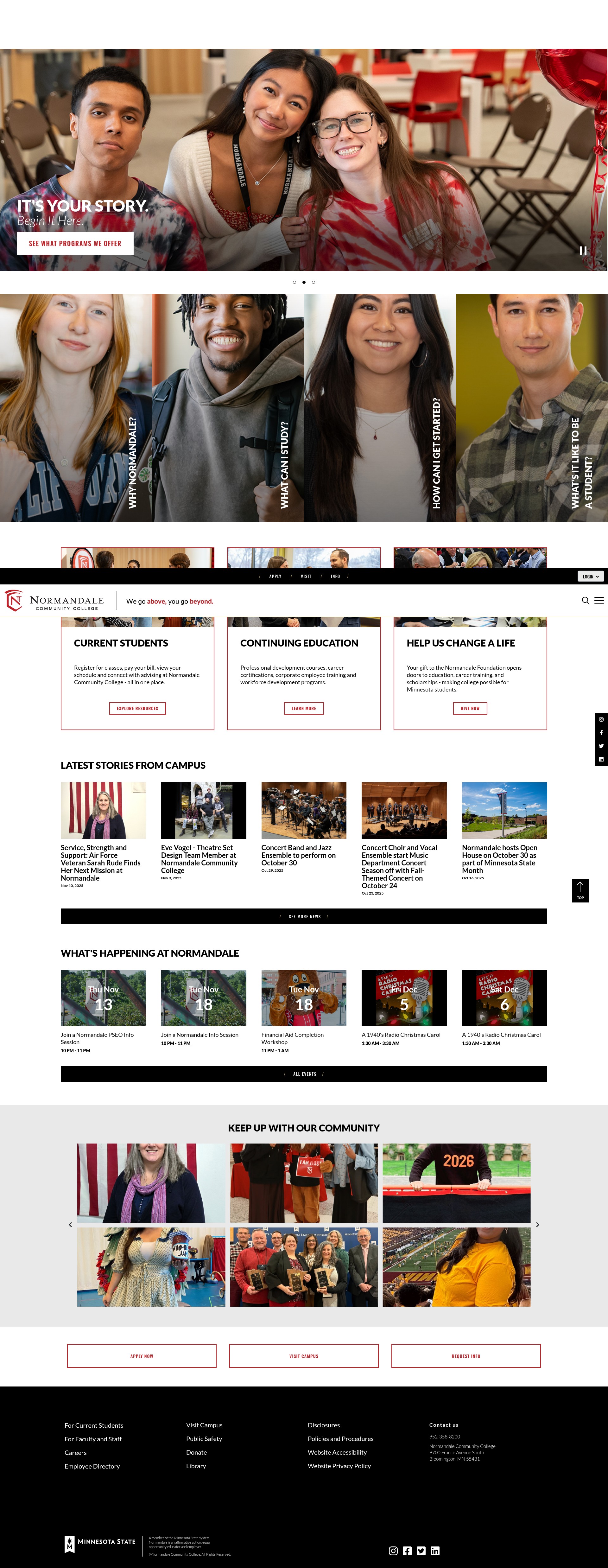 Screenshot of normandale.edu