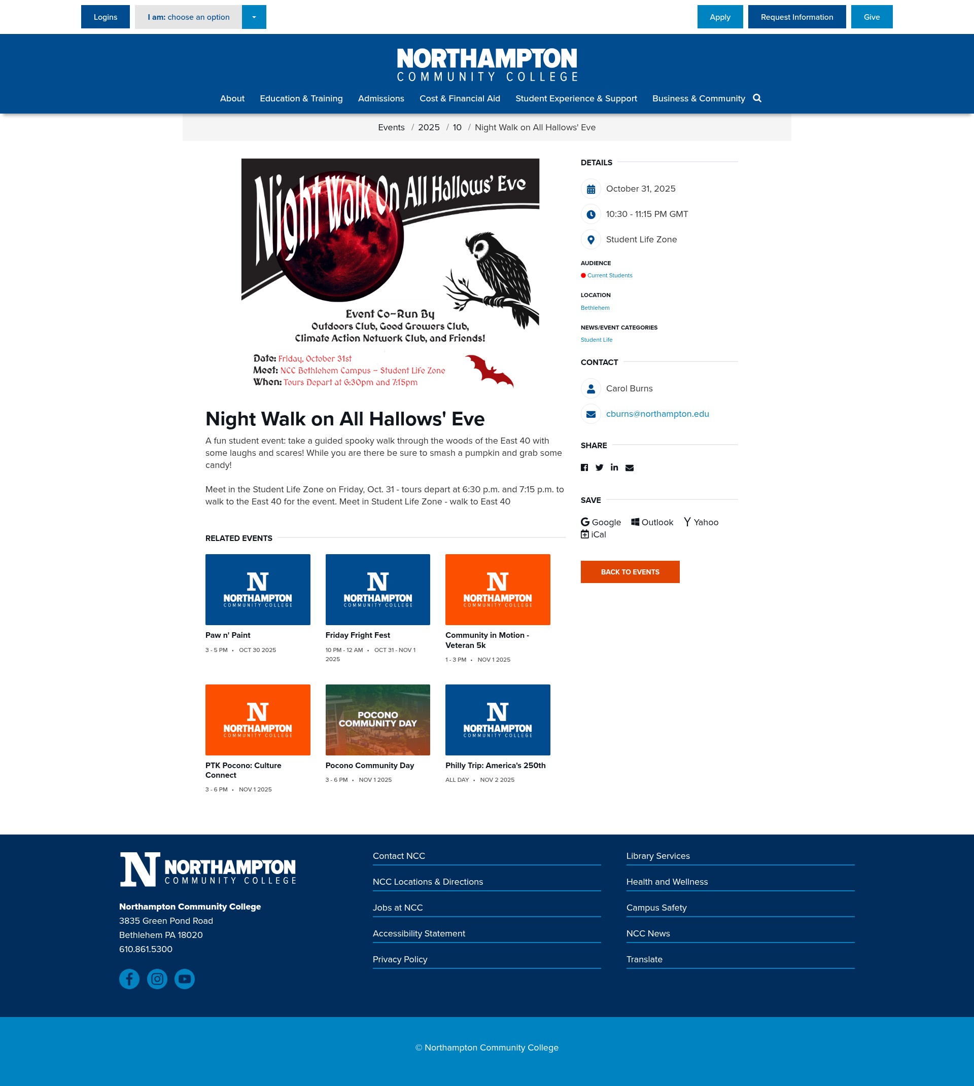 Screenshot of northampton.edu