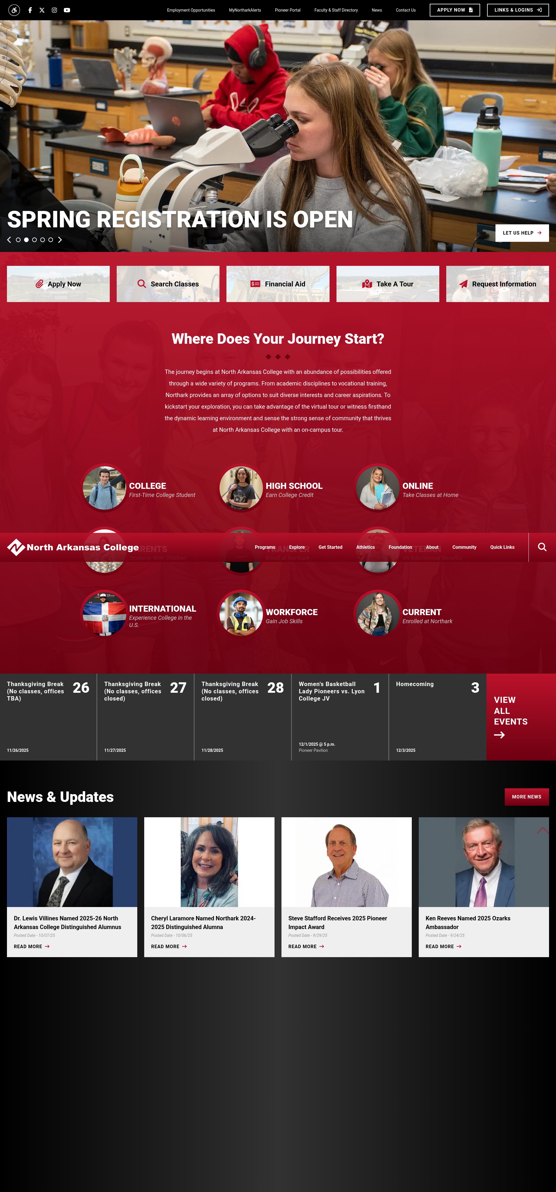 Screenshot of northark.edu