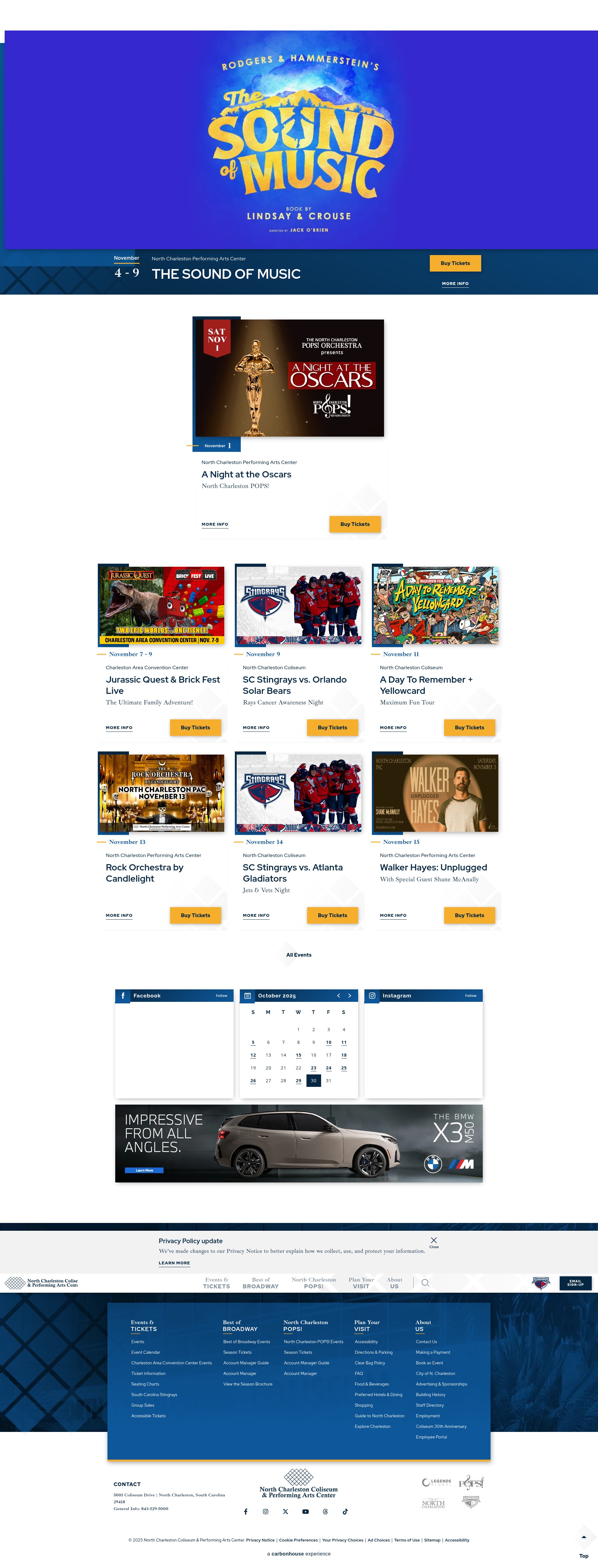 Screenshot of northcharlestoncoliseumpac.com