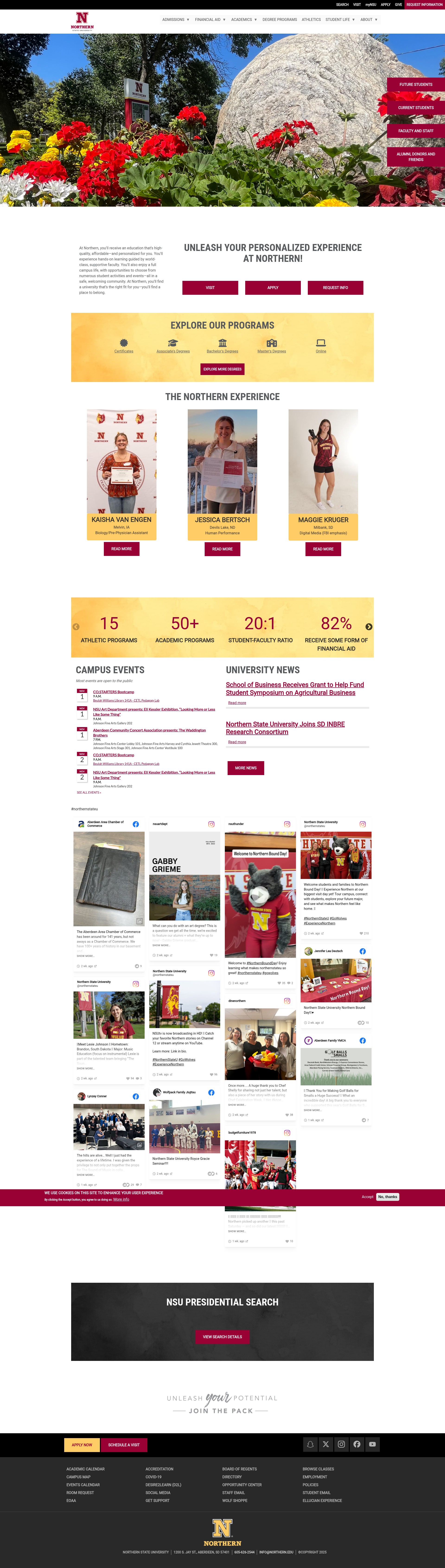 Screenshot of northern.edu