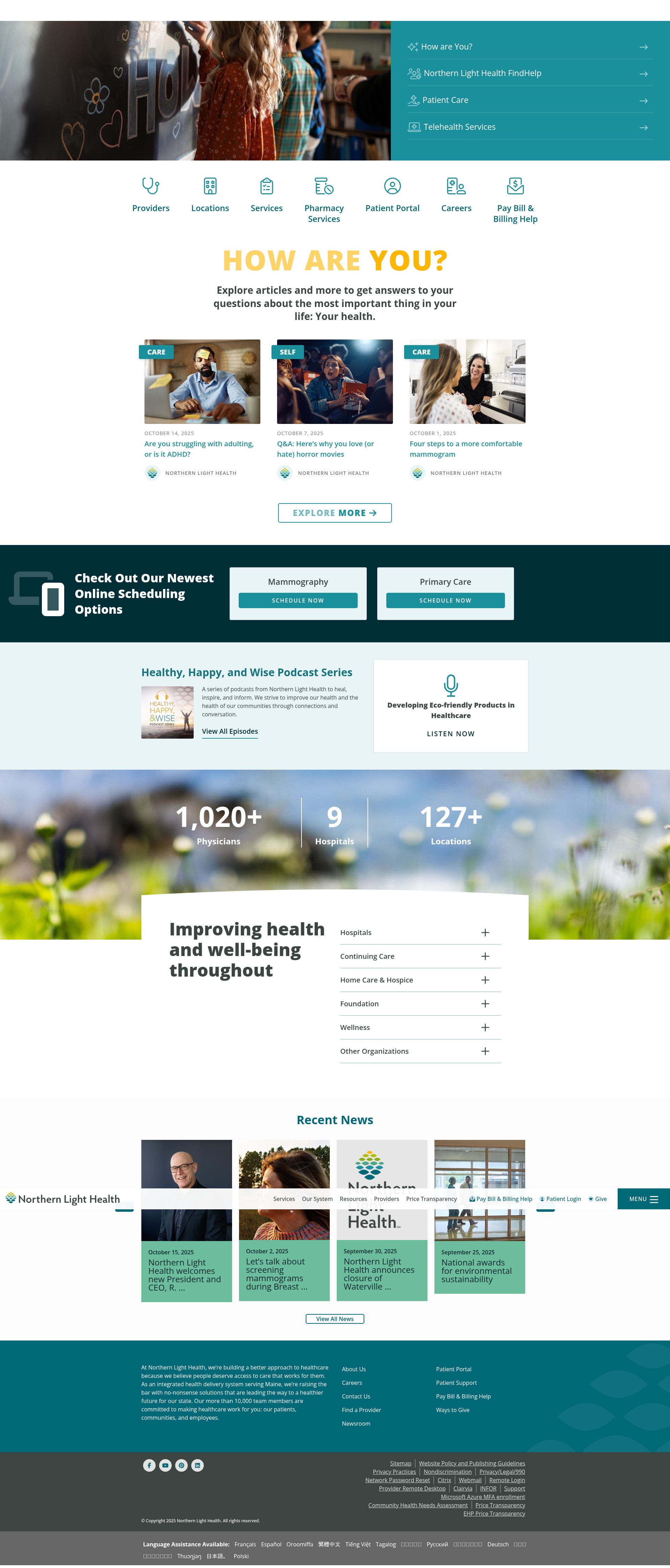 Screenshot of northernlighthealth.org