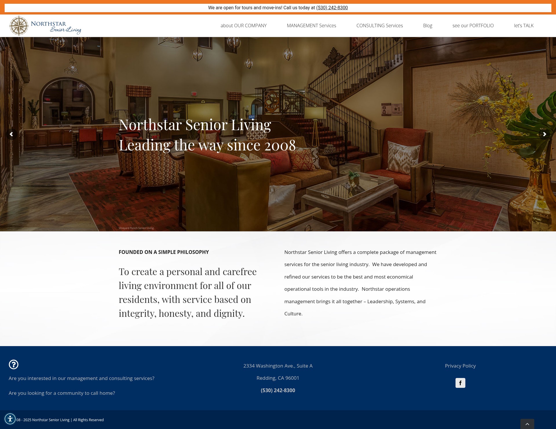 Screenshot of northstarseniorliving.com