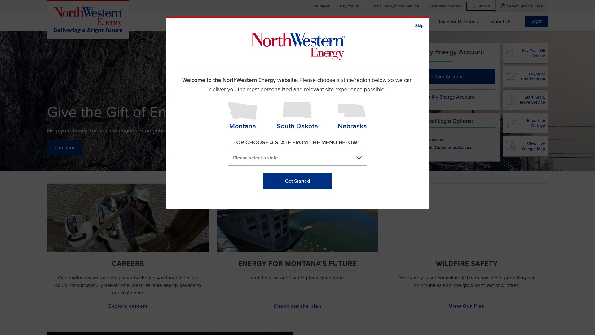 Screenshot of northwesternenergy.com