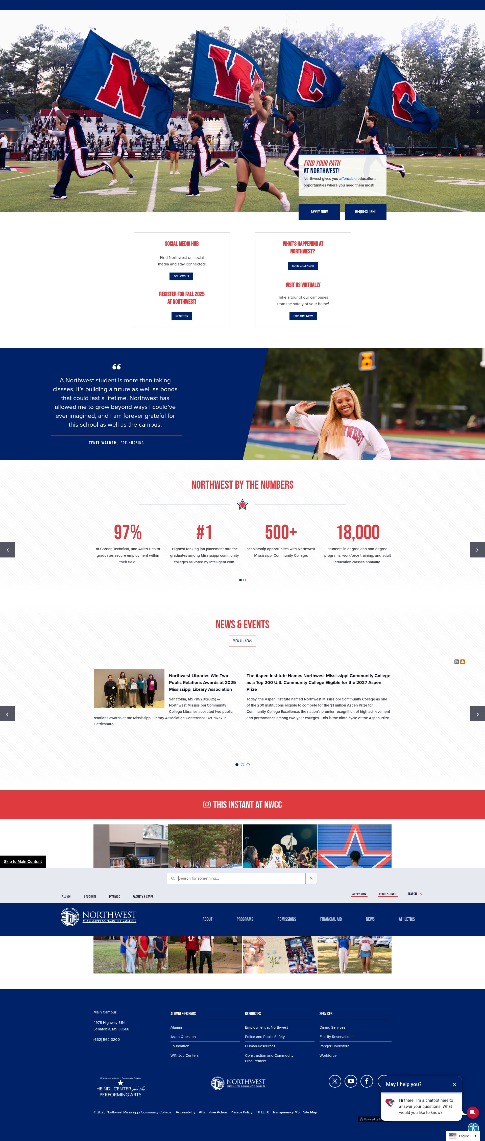 Screenshot of northwestms.edu