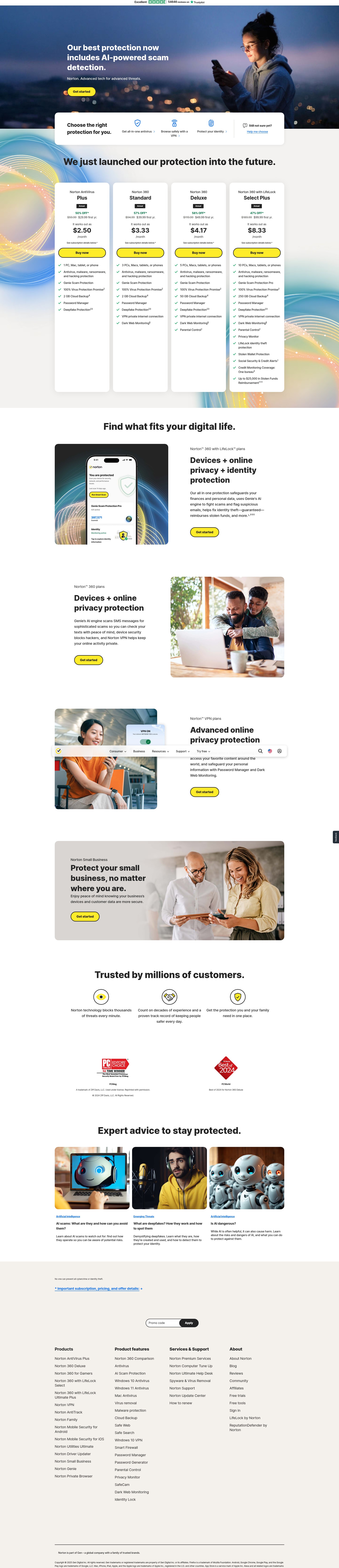 Screenshot of norton.com